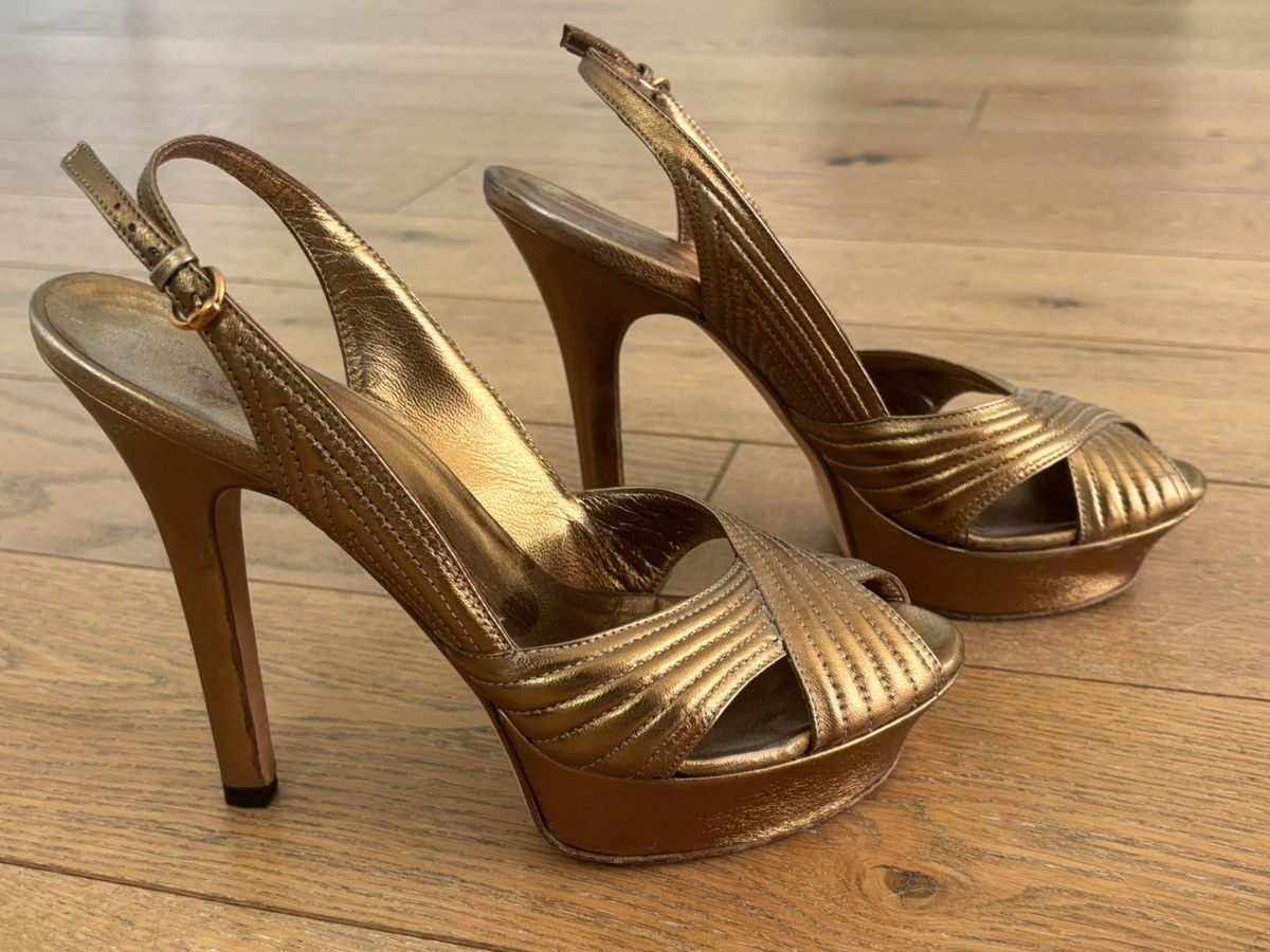 Gucci Vintage Gucci Gold Heels Size US 8 / IT 38 - 2 Thumbnail