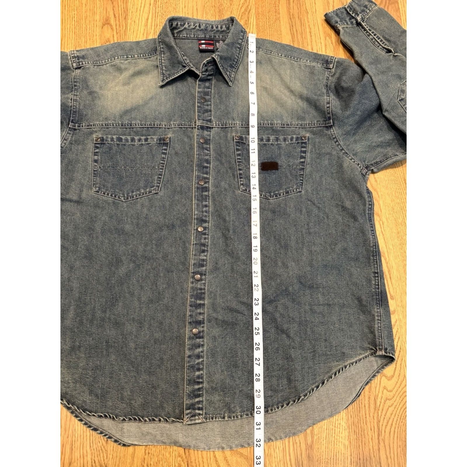 Bugle Boy VINTAGE Bugle Boy Denim Long Sleeve Shirt Jacket Men’s XL Blue Snaps Button-Up 80s 90s Retro City Shirt Mens XL Blue Denim Size US XL / EU 56 / 4 - 4 Thumbnail