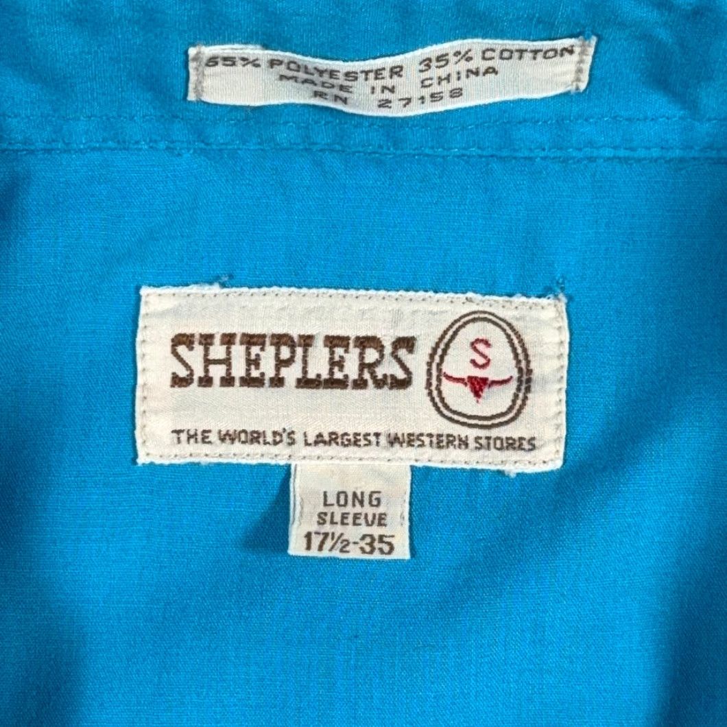 Vintage VINTAGE Sheplers Western Shirt Adult 2XL 2XL Blue Pearl Snap Cowboy Rodeo 90s Shirt Mens Size US XXL / EU 58 / 5 - 4 Thumbnail