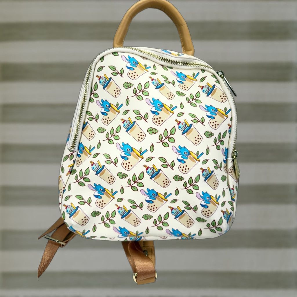 Vintage Loungefly Disney Lilo & Stitch Boba Mini Backpack Purse Womens Cream Zipper Bag Size ONE SIZE - 1 Thumbnail