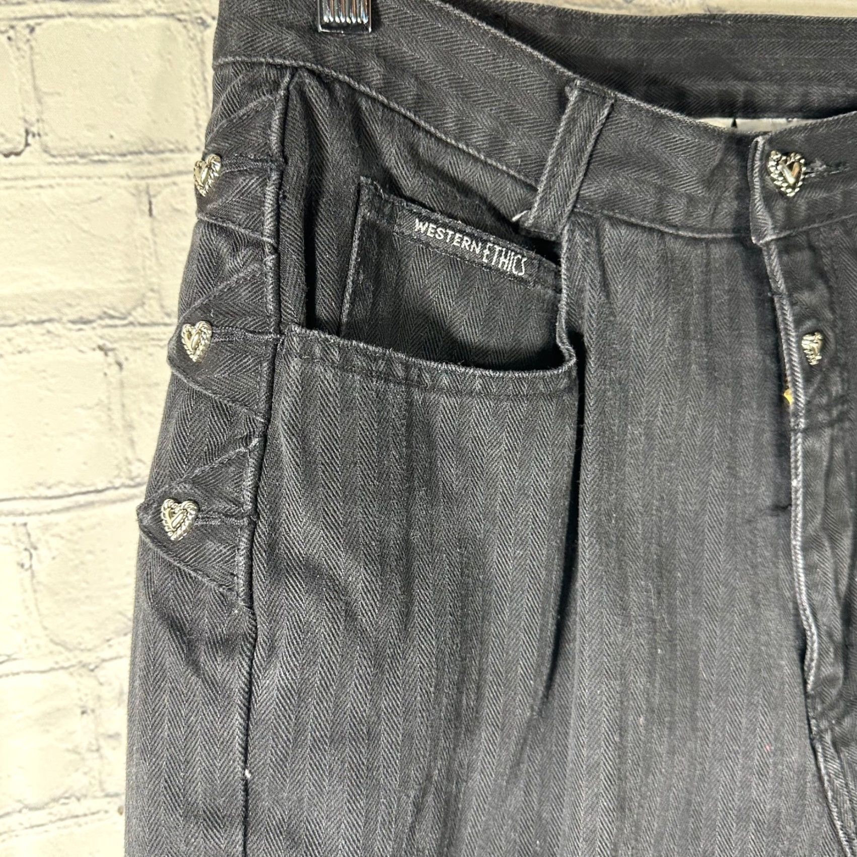 Vintage VINTAGE Western Ethics Black Herringbone Heart Button High Waist Jeans Womens 9 Size 30" / US 8 / IT 44 - 3 Thumbnail