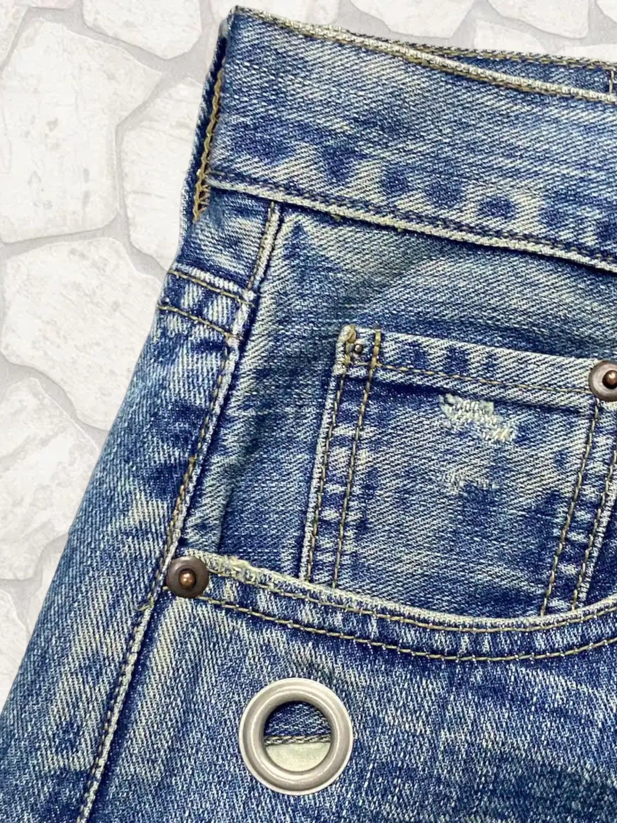 Japanese Brand × Leather × Vintage Vintage G-Land Edge Leather Pocket Distressed Jeans Pants Size US 33 - 9 Thumbnail