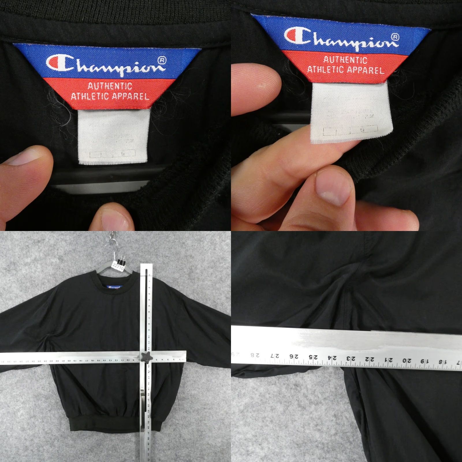 Champion Champion Windbreaker Pullover Mens Large Long Sleeve Black Lined Jacket Size US L / EU 52-54 / 3 - 8 Thumbnail
