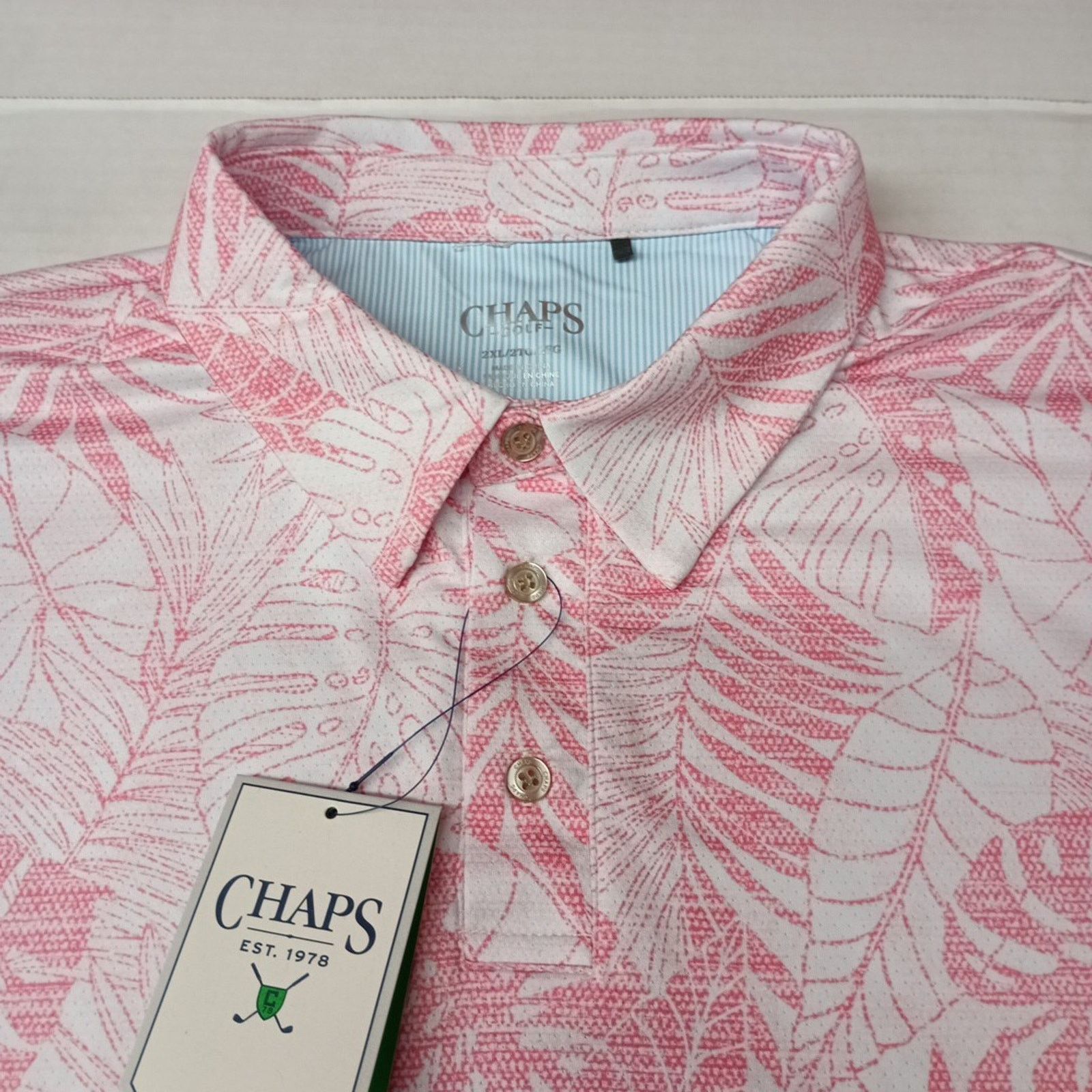 Chaps Chaps Printed Golf Polo Shirt Men's 2XL Pink 4-Way Stretch Size US XXL / EU 58 / 5 - 2 Thumbnail