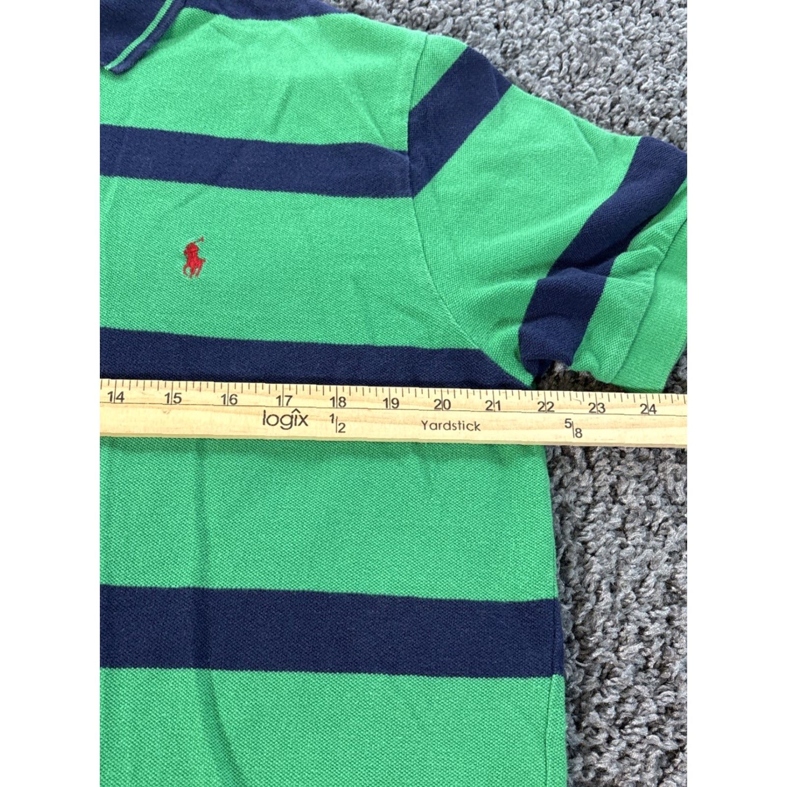 Polo Ralph Lauren VINTAGE Polo Ralph Lauren Polo Shirt Men Sz L Blue Green Striped Short Sleeve Size US L / EU 52-54 / 3 - 3 Thumbnail