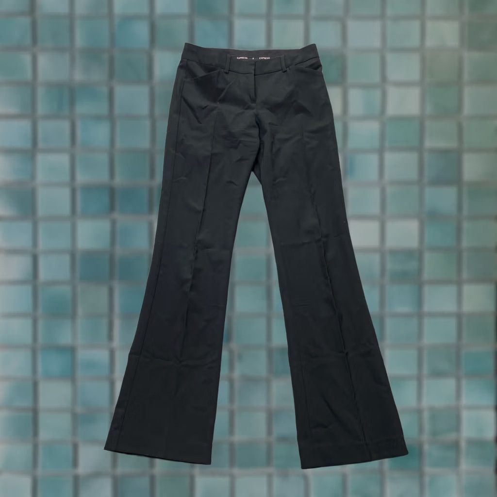 Express Express Womens Pants 0 Black Wool Blend Flared Front Dress Pants Edit Editor Size 30" / US 8 / IT 44 - 1 Thumbnail