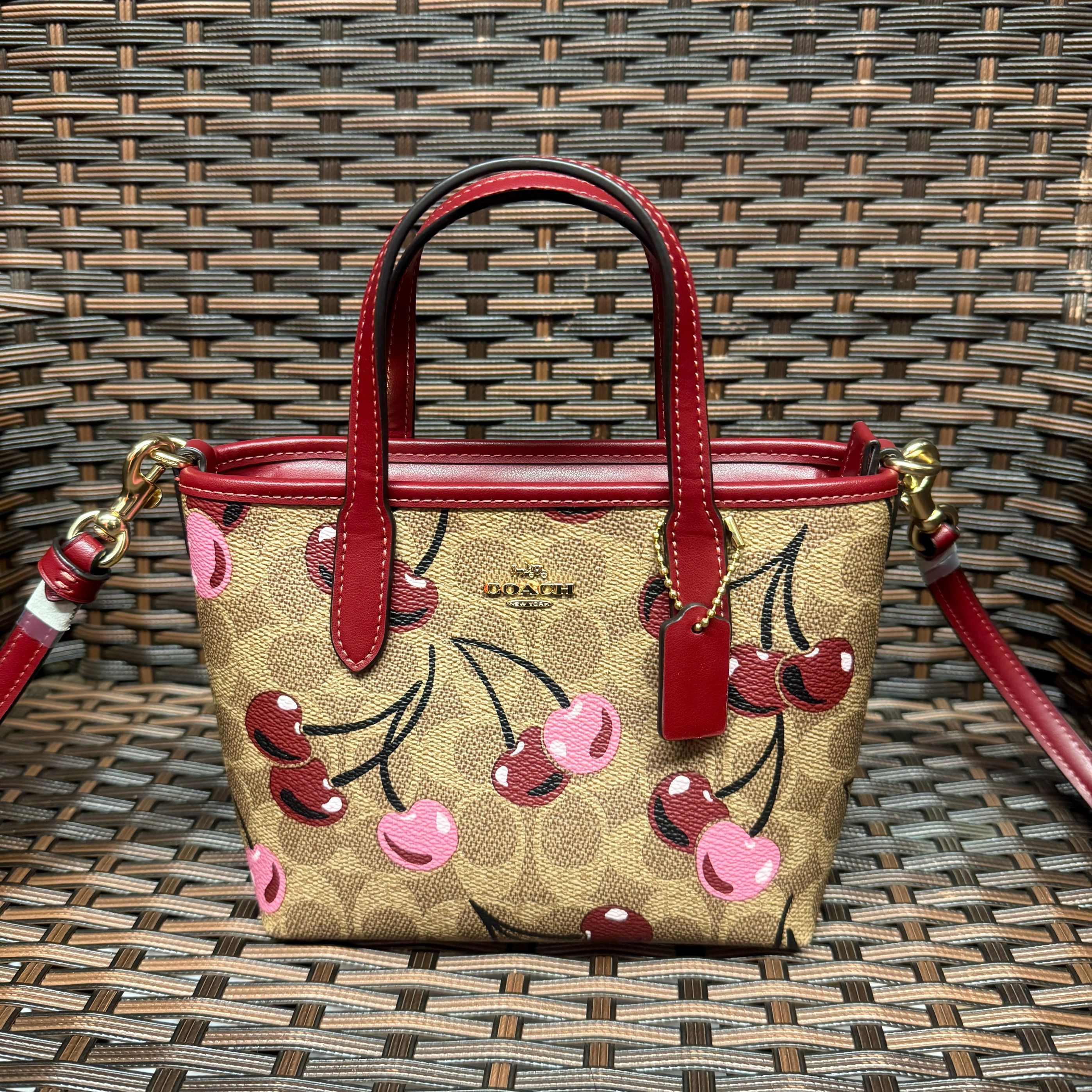 coach City Mini Tote Bag With Cherry Print cy737