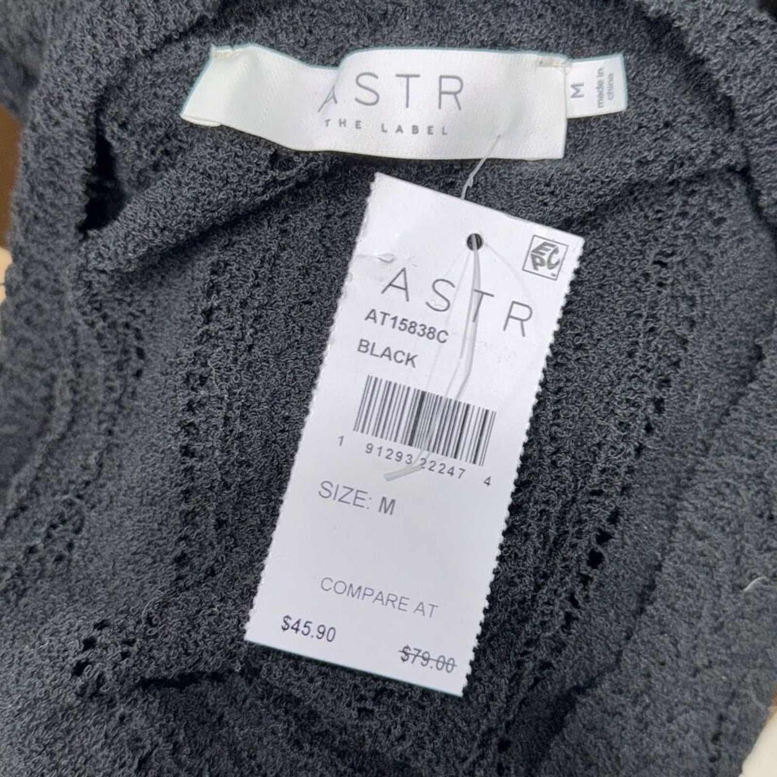 ASTR The Label ASTR Black Open Knit Cross Front Sweater | Sz M, NWT Size M / US 6-8 / IT 42-44 - 7 Thumbnail