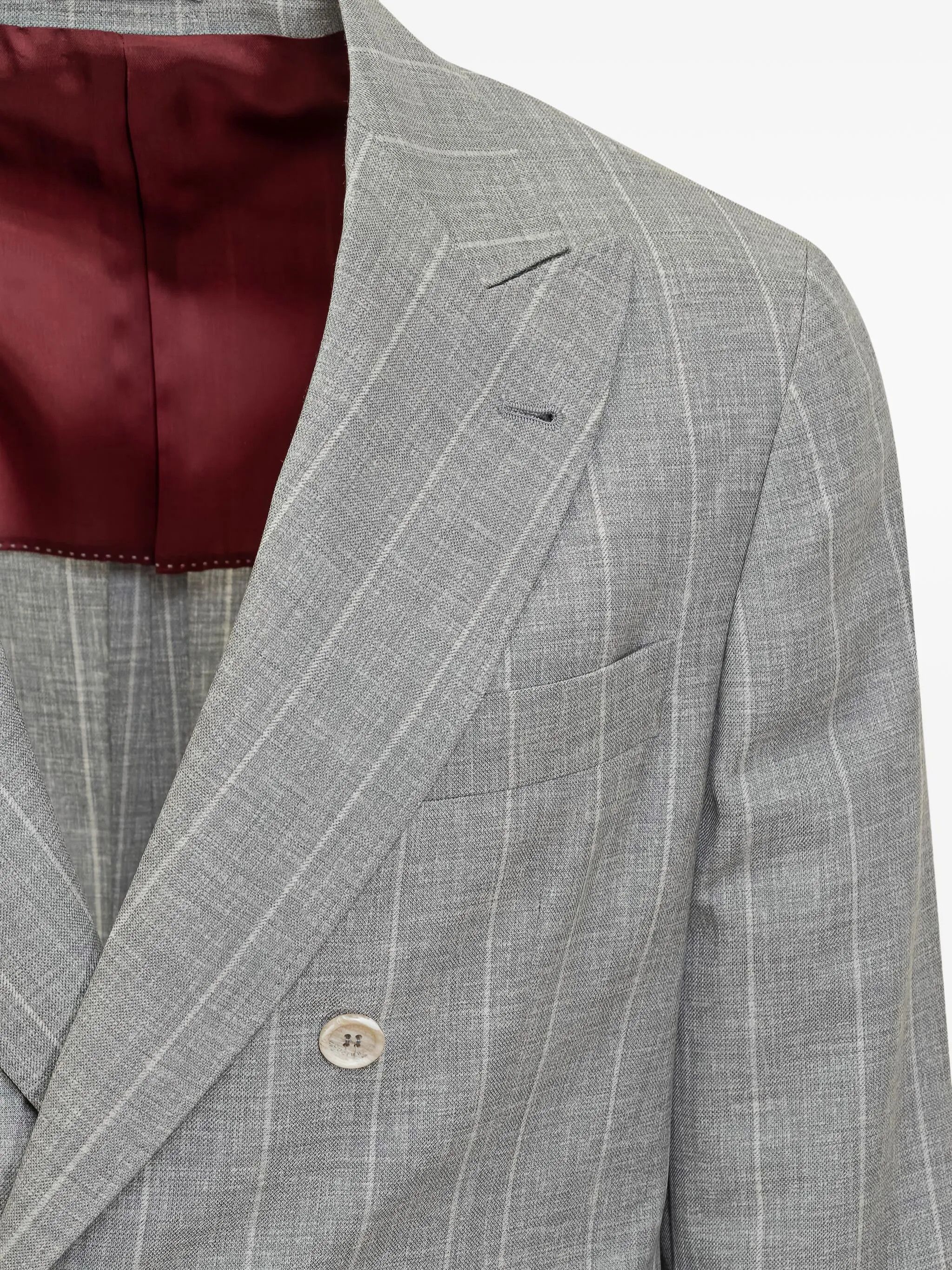 Brunello Cucinelli o1y0526 Double-breasted Blazer in Gray/White Size US L / EU 52-54 / 3 - 3 Thumbnail