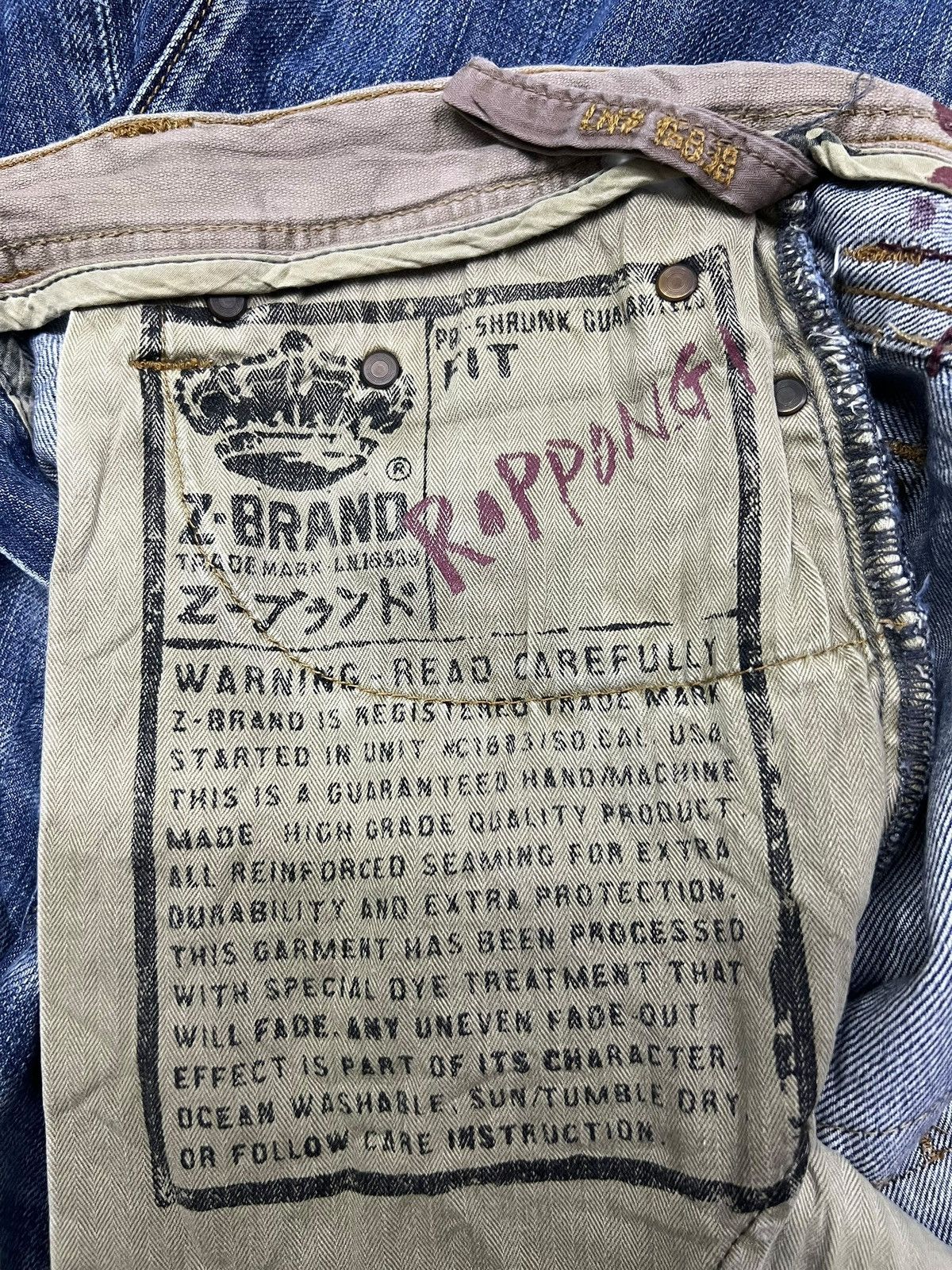 Japanese Brand Vintage Z-Brand - Faded Wash, Distressed Denim Size US 32 / EU 48 - 13 Thumbnail