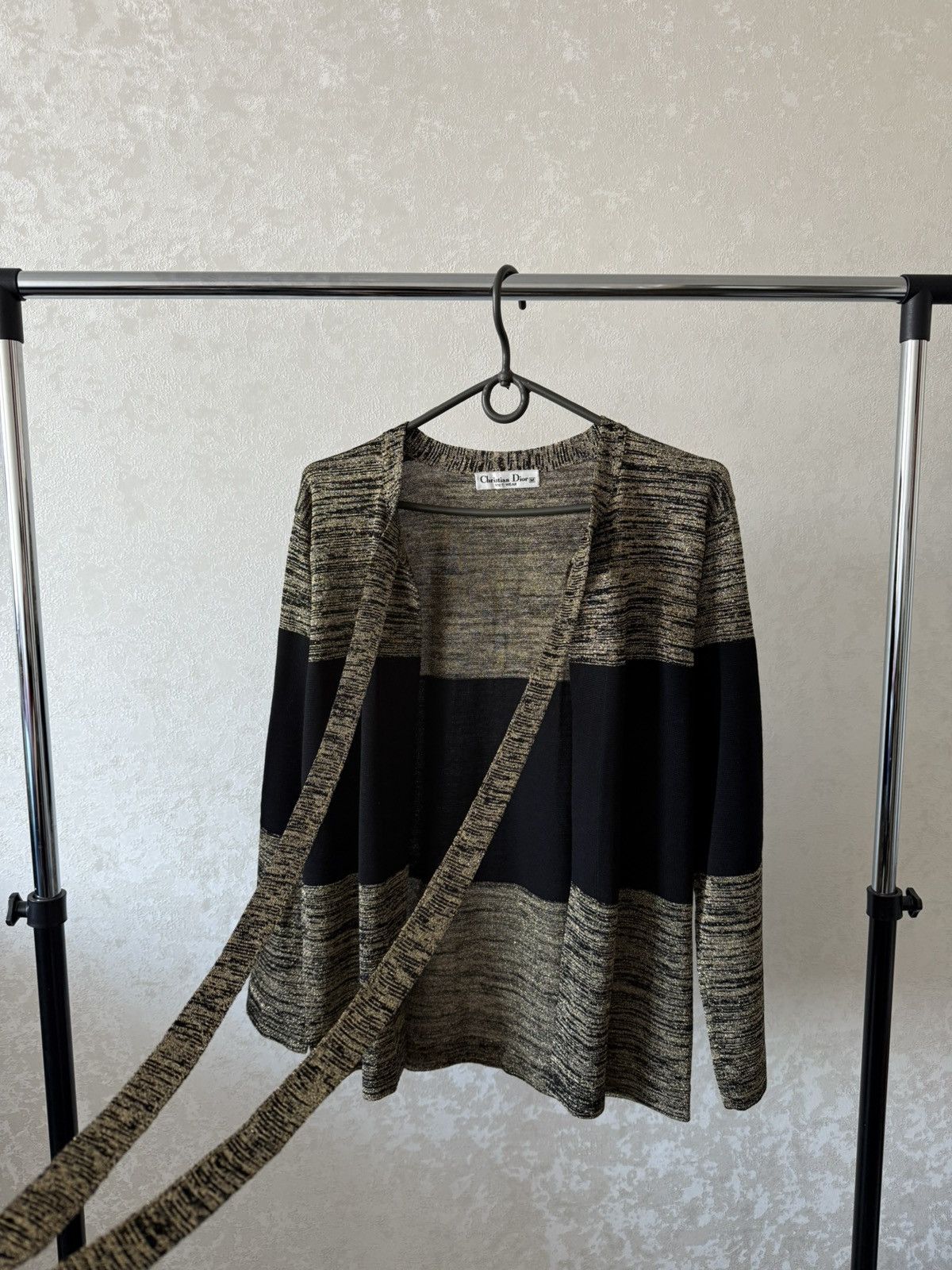 Vintage Christian Dior Paris Cardigan Knit Open Front Luxury
