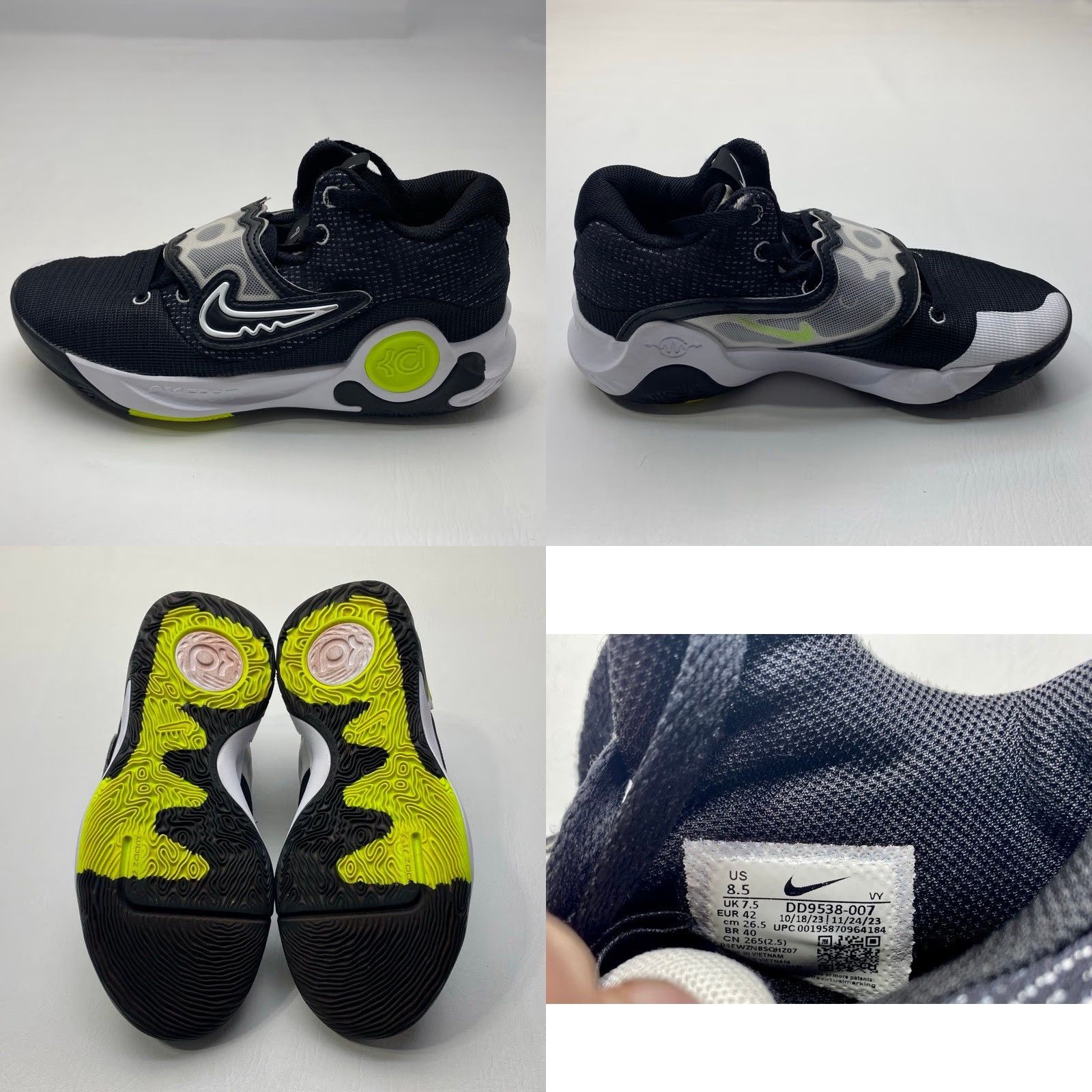 Nike Nike KD Trey 5 X Black Volt White DD9538-007 Men's Size 8.5 Kevin Durant 1550 Size US 9 / EU 42 - 8 Thumbnail