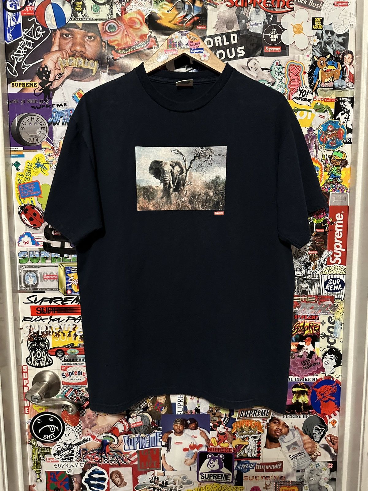 image of Ss11 Supreme Safari Tee Navy Large L 2011 Box Logo Bogo, Men's