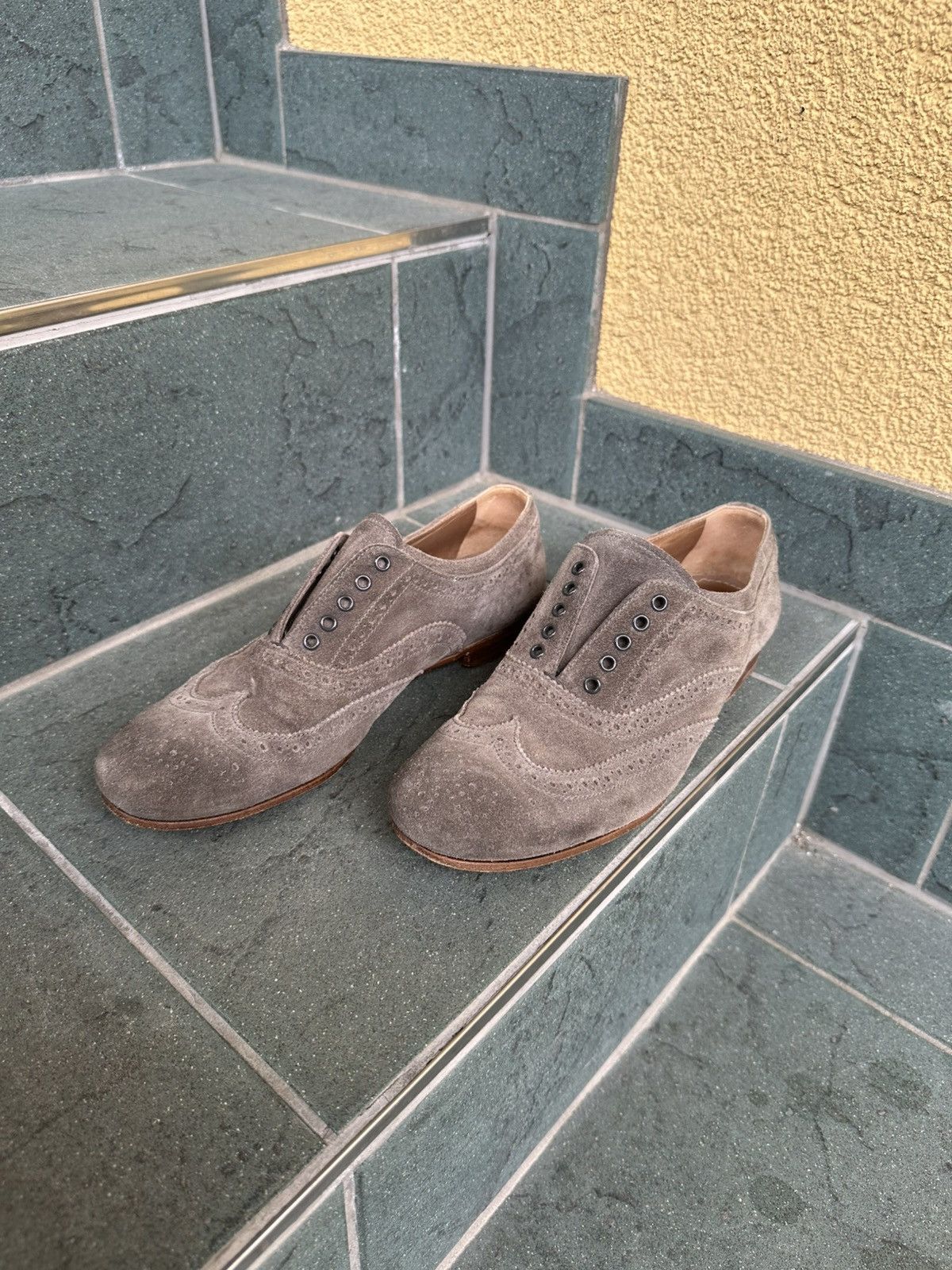 Prada Prada Loafers Women Shoes size 36 us-6,5 Brown-Gray Size US 6.5 / IT 36.5 - 5 Thumbnail