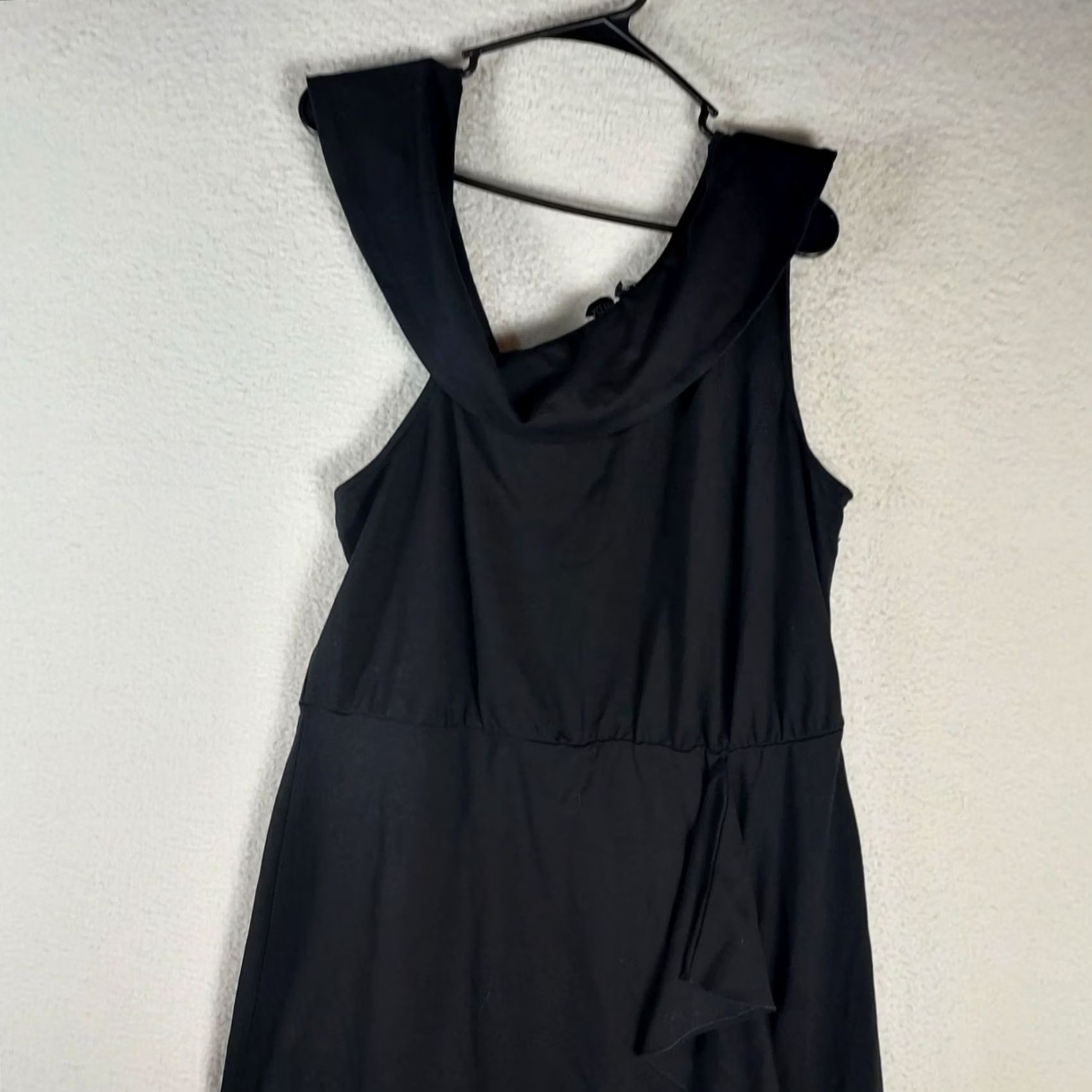 Vintage Grace Karin Women's 2XL Black Sleeveless Cowl Neck Ruffle Midi Dress NWT Size XXL / US 16-18 / IT 52-54 - 3 Thumbnail