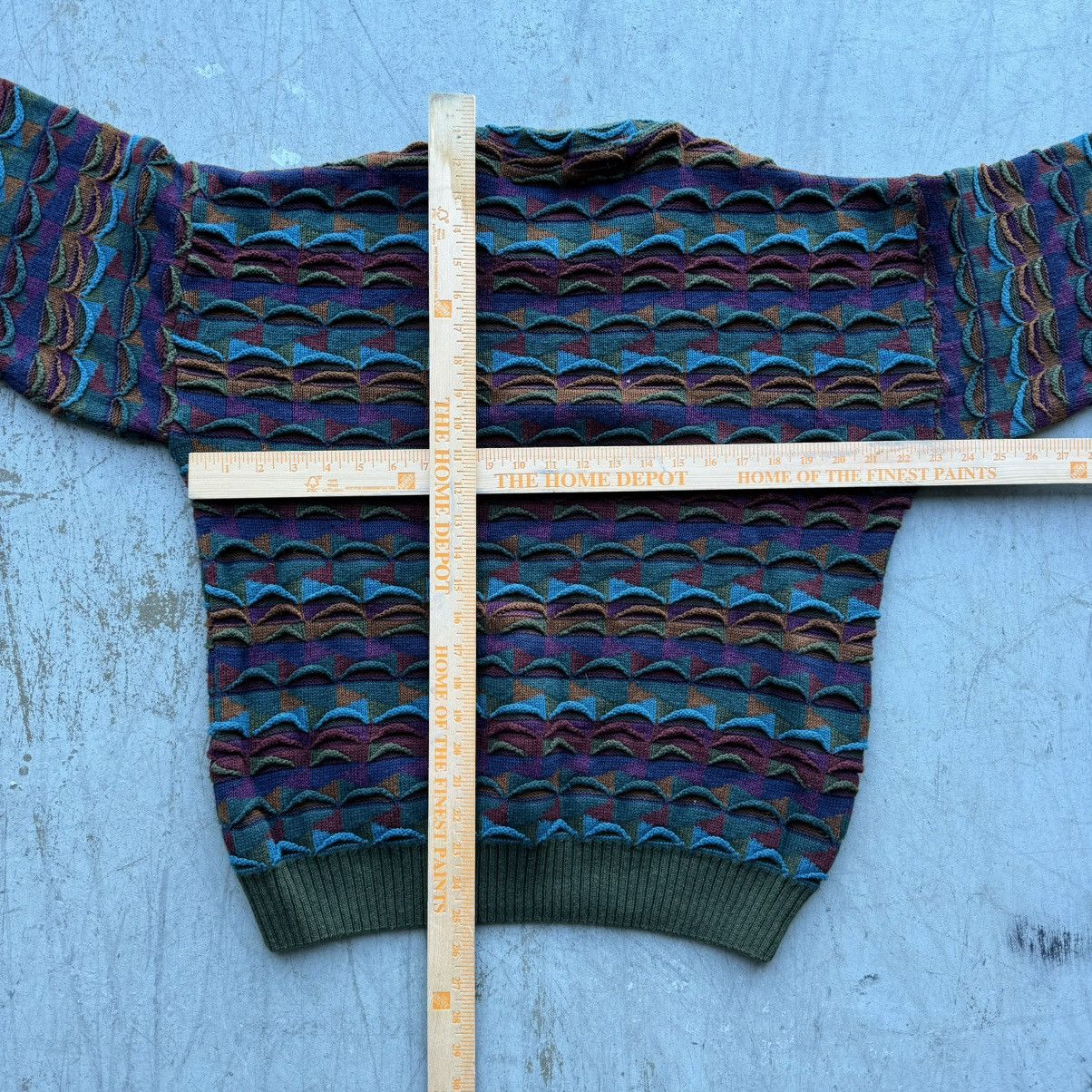 Coogi × Vintage Vintage 90s Coogi Style Knit Green Purple Sweater Sz M Size US M / EU 48-50 / 2 - 4 Thumbnail