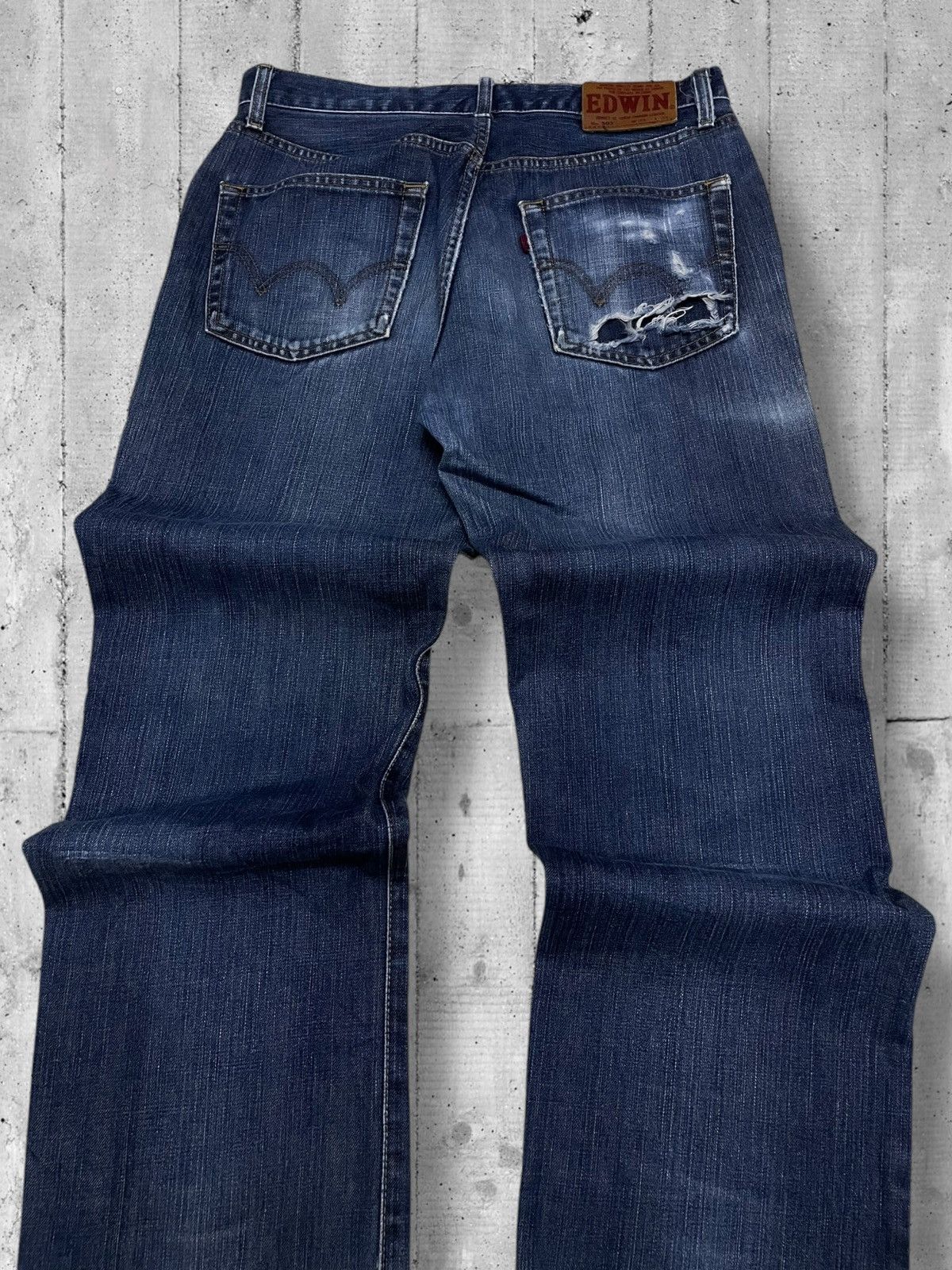 Designer × Edwin × Vintage Vintage 1990s Japan Desiner Edwin Distressed Blue Denim Size US 31 - 11 Thumbnail