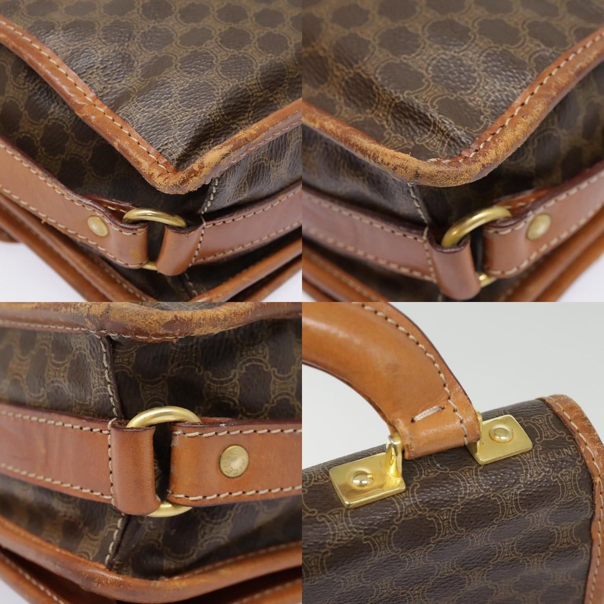 Celine CELINE Macadam Canvas Shoulder Bag Pvc Leather Brown Gold Size ONE SIZE - 11 Thumbnail