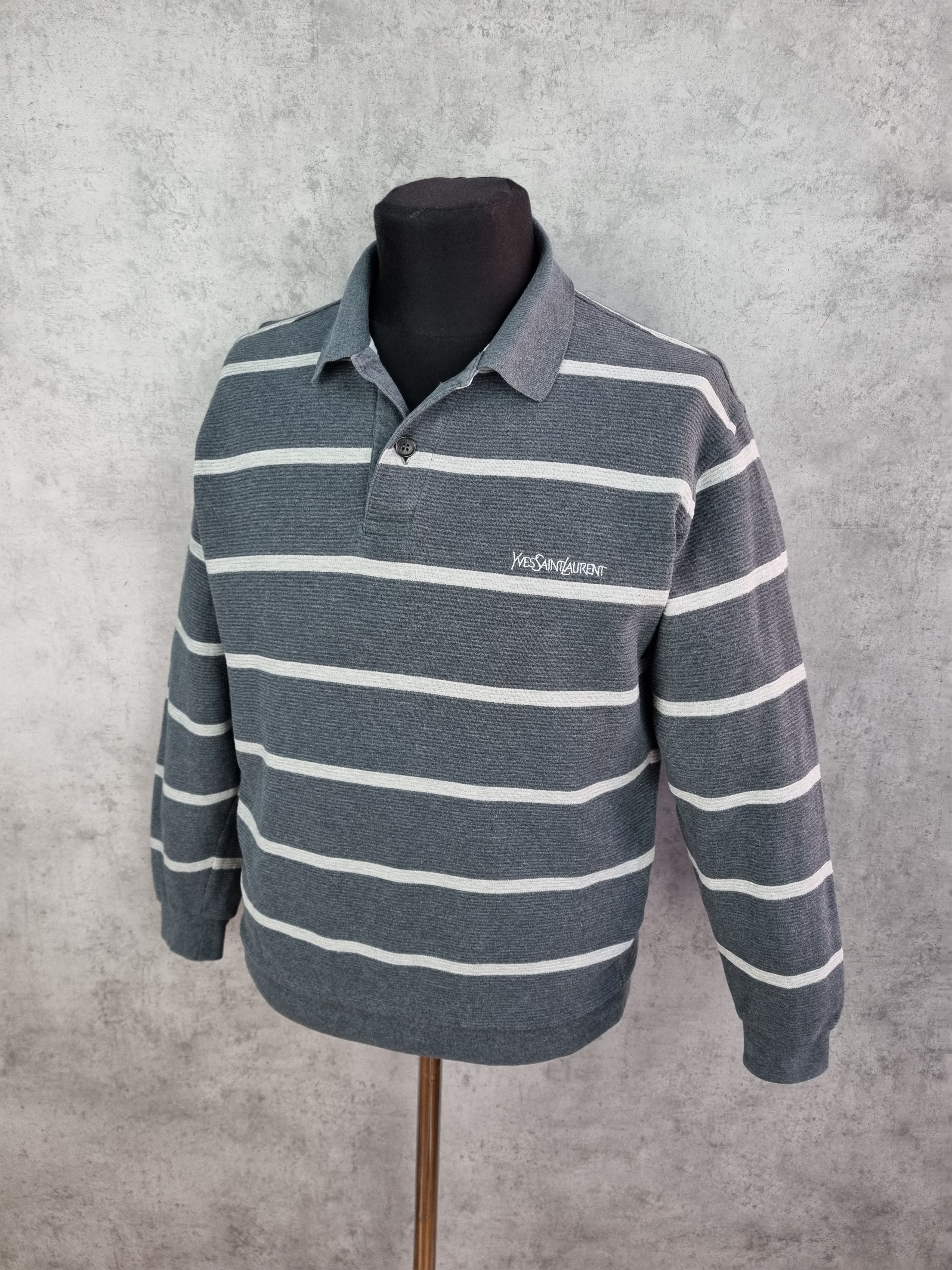 Vintage × Yves Saint Laurent 90s Yves Saint Laurent Pour Homme Striped Sweater Size US L / EU 52-54 / 3 - 4 Thumbnail