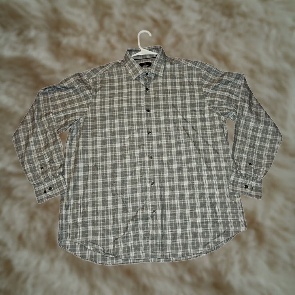 Hart Schaffner Marx Hart Schaffner Marx Button-Up Shirt XL Men Long Sleeve Gray Plaid Size US XL / EU 56 / 4 - 1 Thumbnail