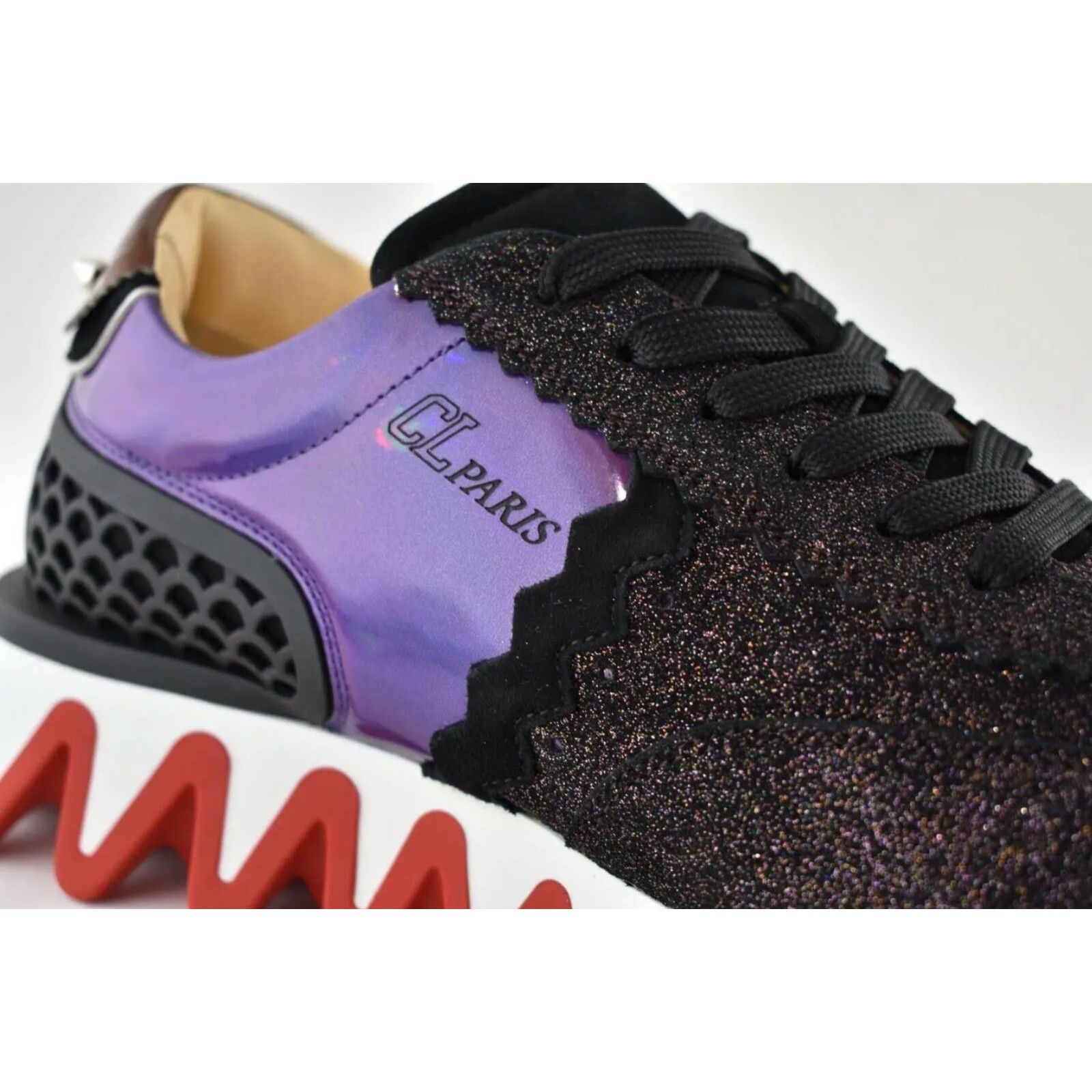Christian Louboutin Christian Louboutin Mens Loubishark Flat Black Purple Size US 8 / EU 41 - 6 Thumbnail