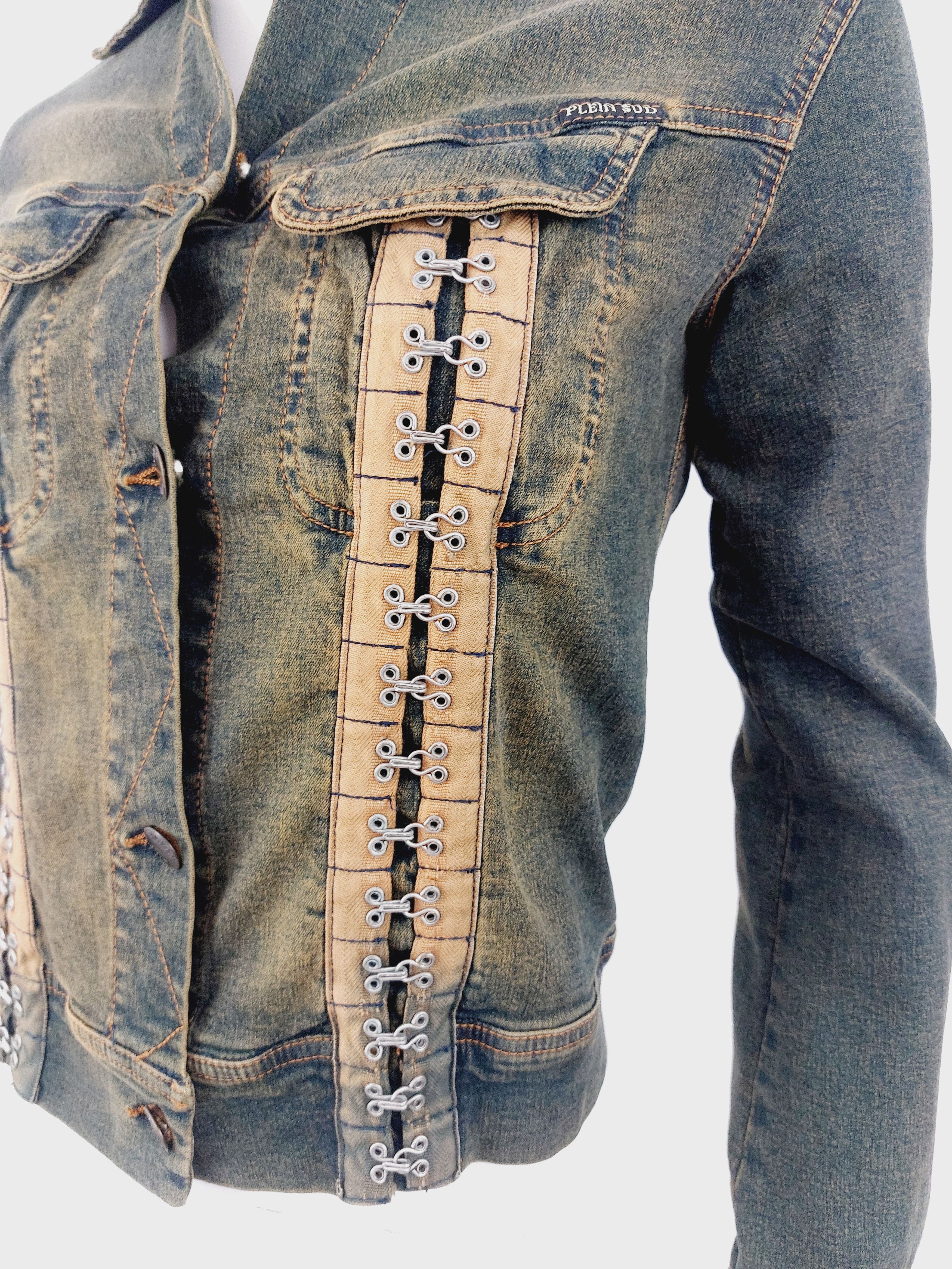 plein sud Plein Sud Corset Hook And Eye Stone Wash Denim Jacket Size S / US 4 / IT 40 - 5 Thumbnail