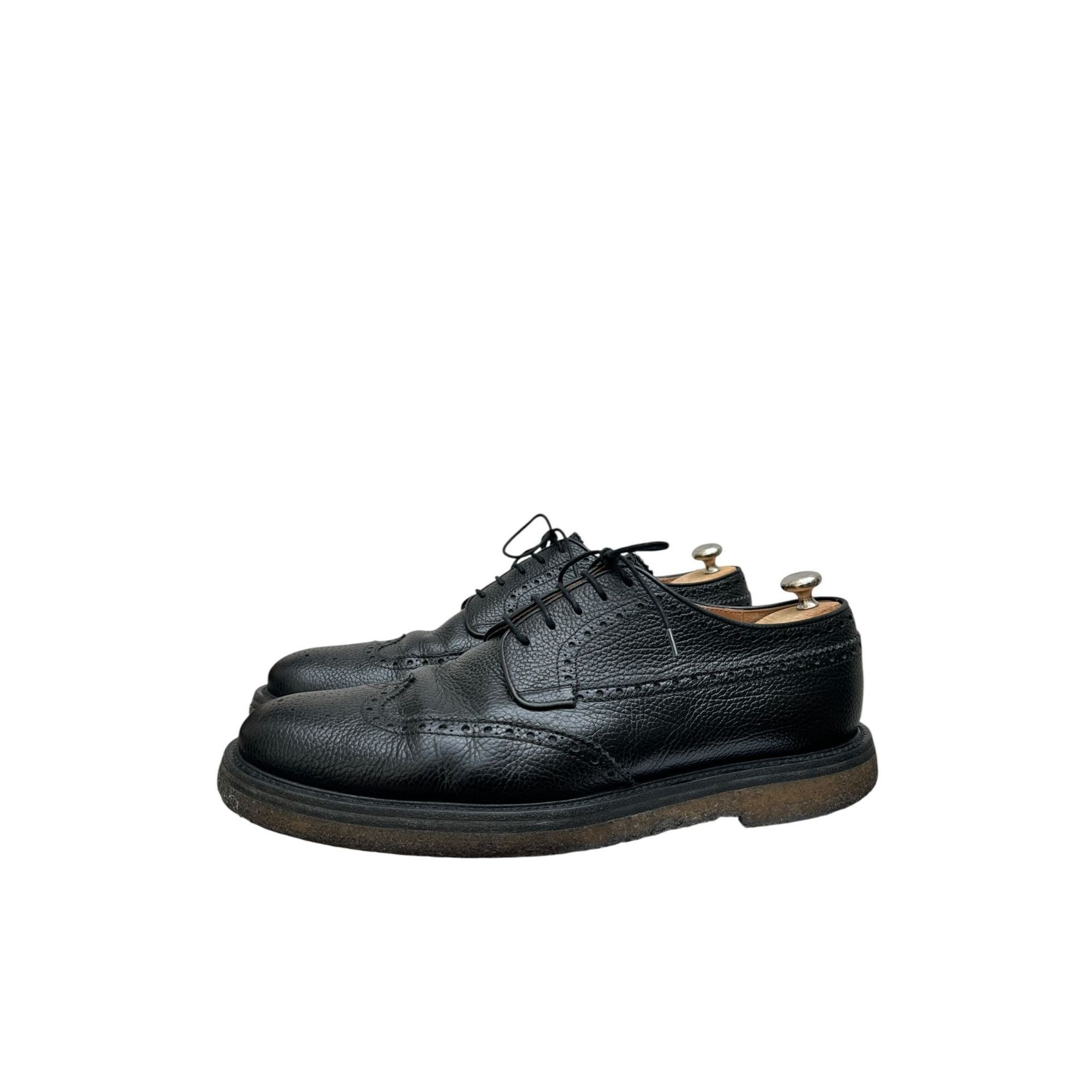 Dries Van Noten Black Pebble Leather Derby Shoes Size US 10.5 / EU 43-44 - 4 Thumbnail