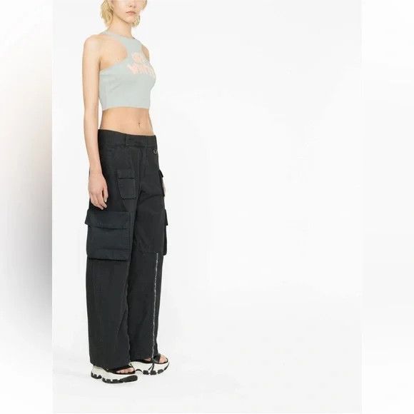 Off-White o1mle0425 70s Type Logo Rib Rowing Crop Tank Top in Grey Size L / US 10 / IT 46 - 4 Thumbnail
