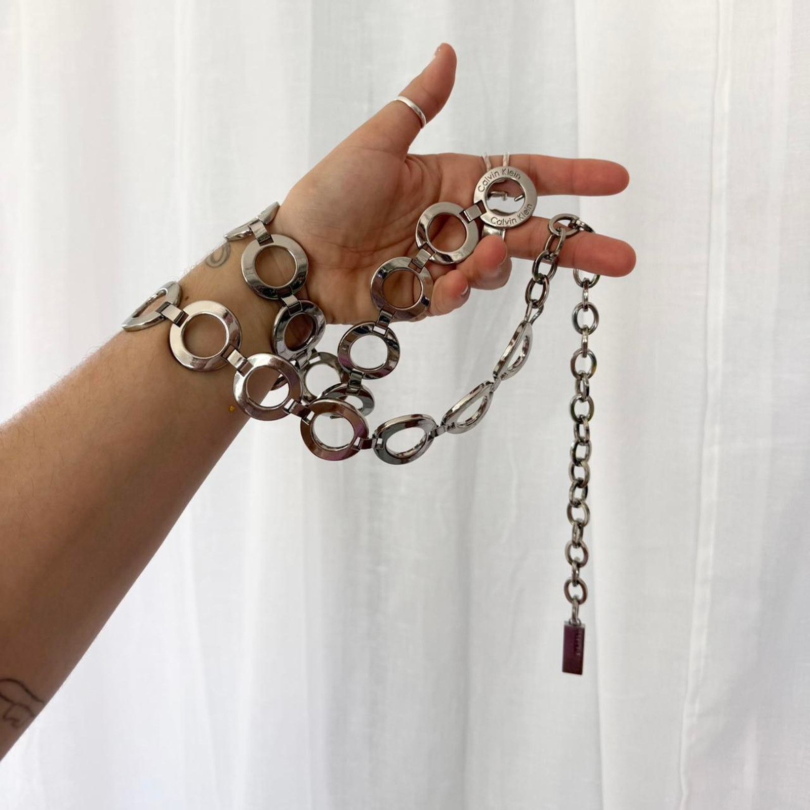 Calvin Klein ✦ Y2K Chunky Chain Belt Logo Ring Low Rise ✦Calvin Klein Size ONE SIZE - 2 Thumbnail