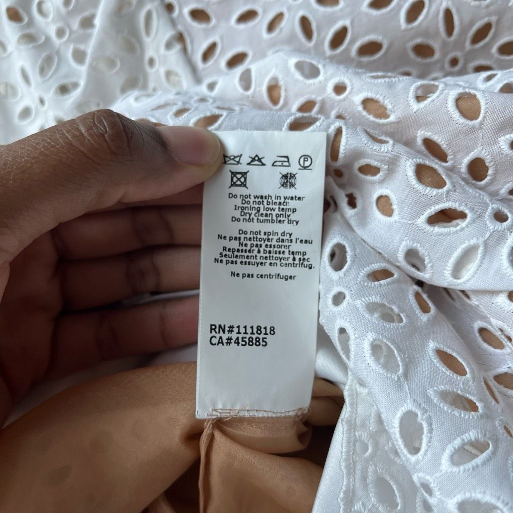 Michael Kors Michael Kors Collection White Eyelet Long Sleeve Knee Length Size XS / US 0-2 / IT 36-38 - 10 Thumbnail