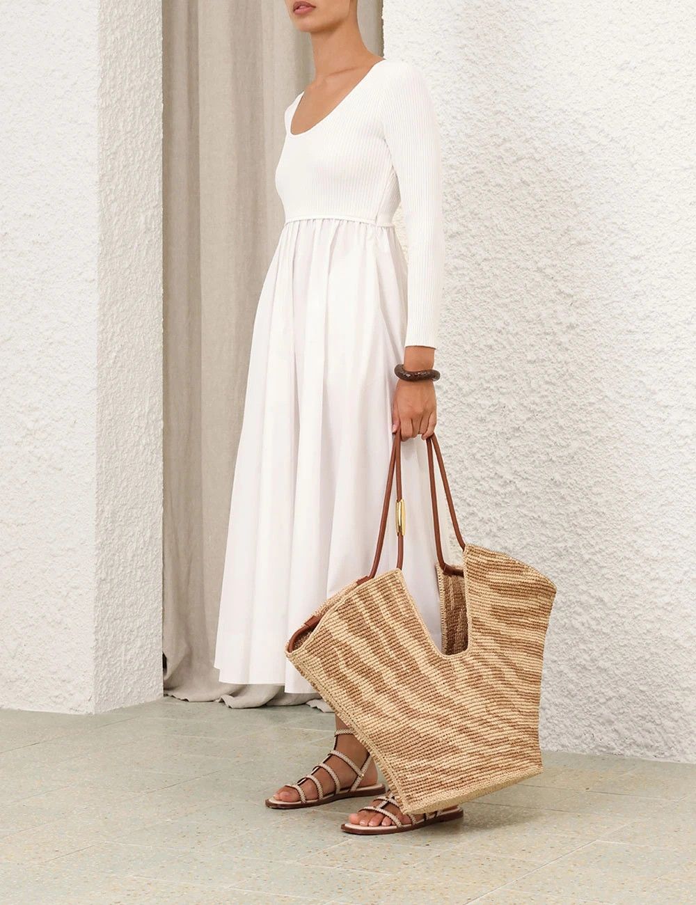 Zimmermann oc11z0226 Poplin Scoop Dress In White Size XS / US 0-2 / IT 36-38 - 3 Thumbnail