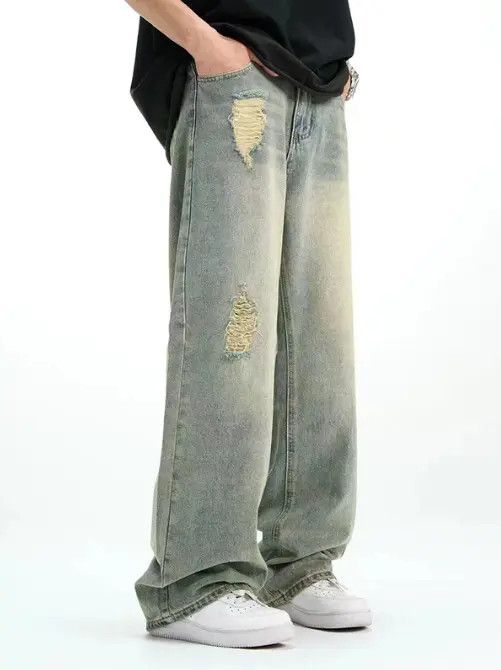Japanese Brand VIBE Men's vintage distressed casual loose ripped jeans y2k Size US 32 / EU 48 - 8 Thumbnail