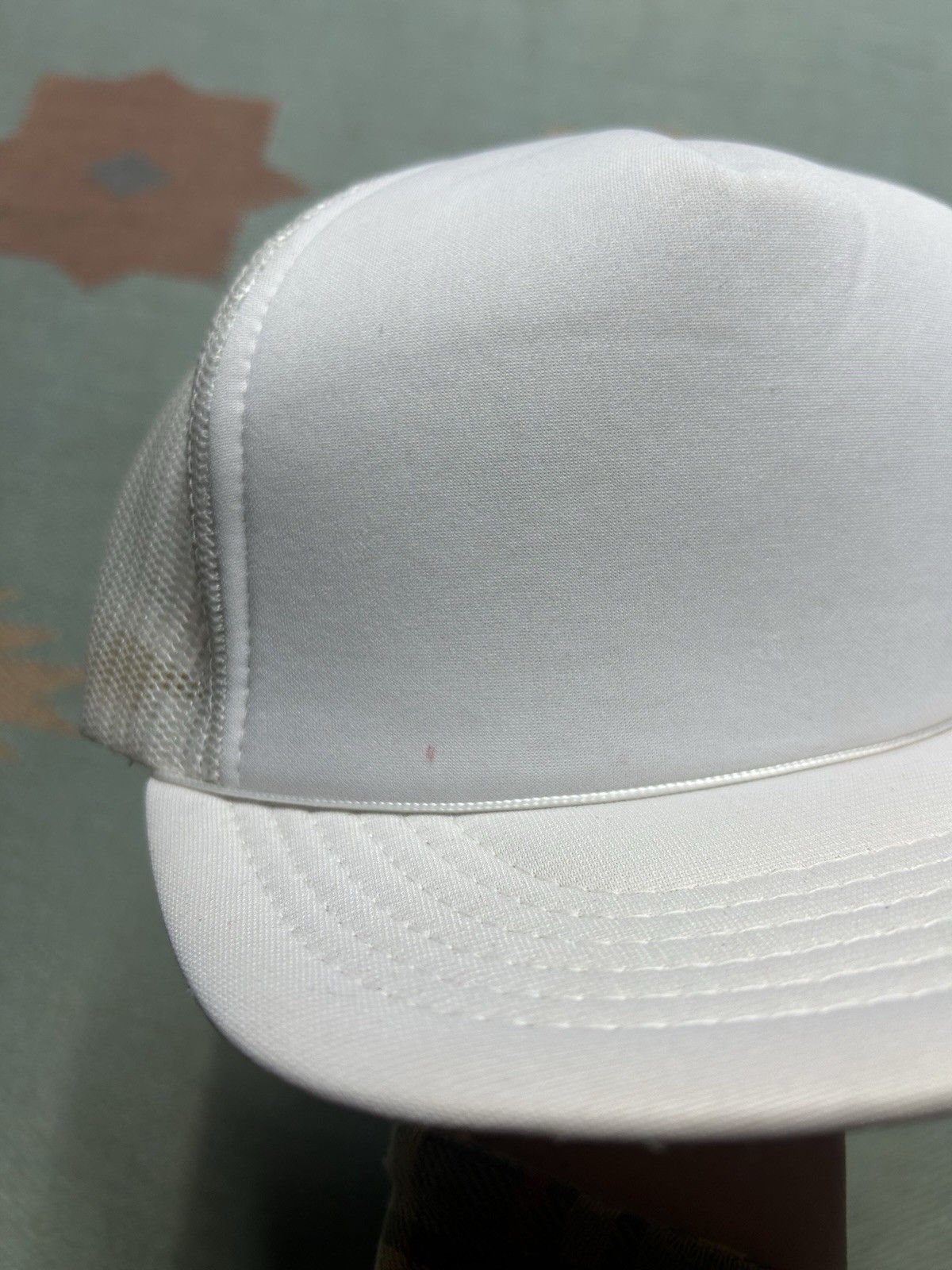 Vintage Vintage 80s trucker hat blank white snapback plain Size ONE SIZE - 3 Thumbnail