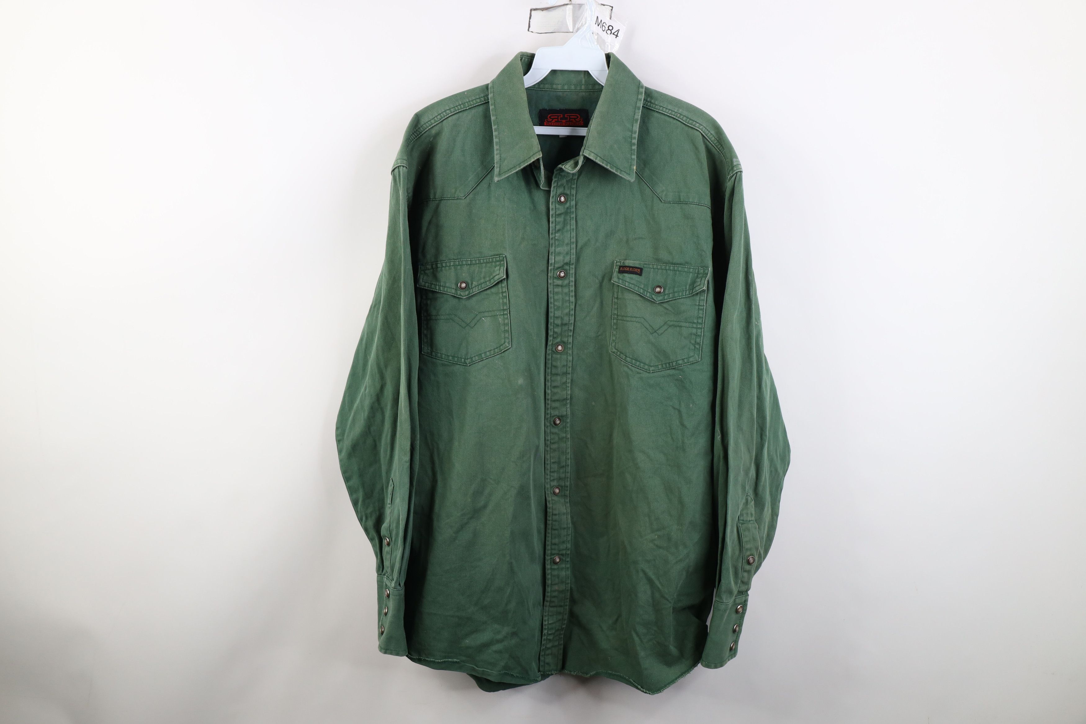 Vintage Vintage 90s Streetwear Heavy Twill Western Snap Button Shirt Size US XL / EU 56 / 4 - 1 Thumbnail
