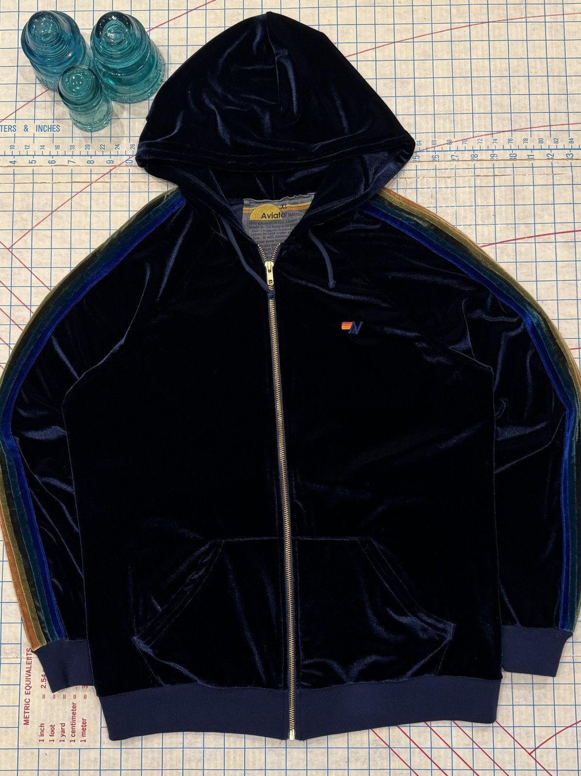 Aviator Nation Aviator Nation Blue Velvet Collection Velour Full Zip Hoodie Size XL / US 12-14 / IT 48-50 - 2 Thumbnail