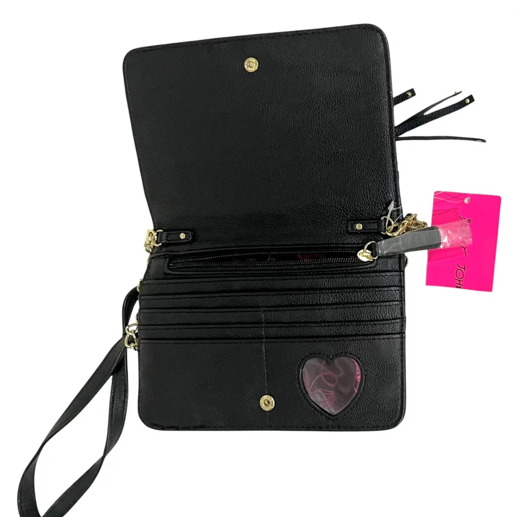Betsey Johnson Betsey Johnson Crossbody P purse Black Faux Leather Fringe Wallet on Strap NWT Size ONE SIZE - 6 Thumbnail