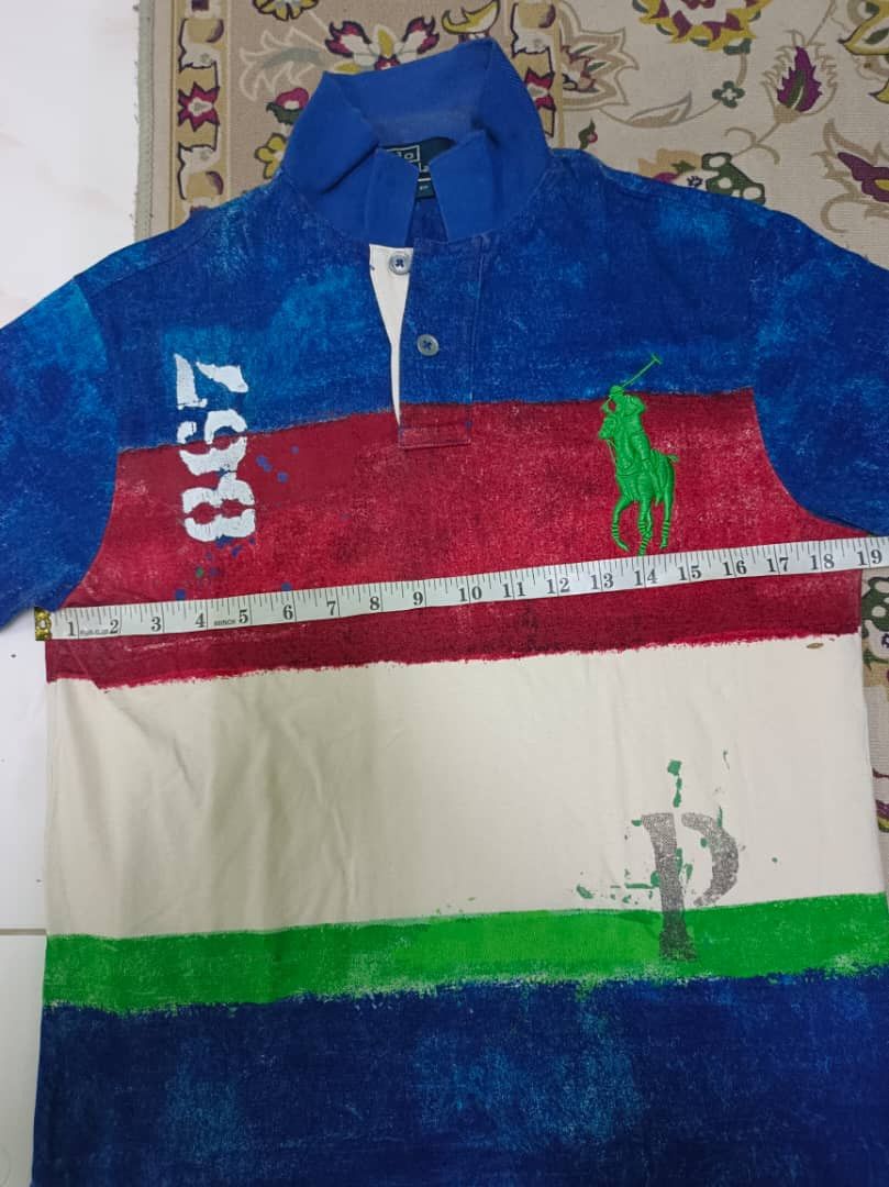 Polo Ralph Lauren × Vintage Vtg Painted Polo Ralph Lauren Custom Fit Big Pony Polo Tee Size US S / EU 44-46 / 1 - 3 Thumbnail
