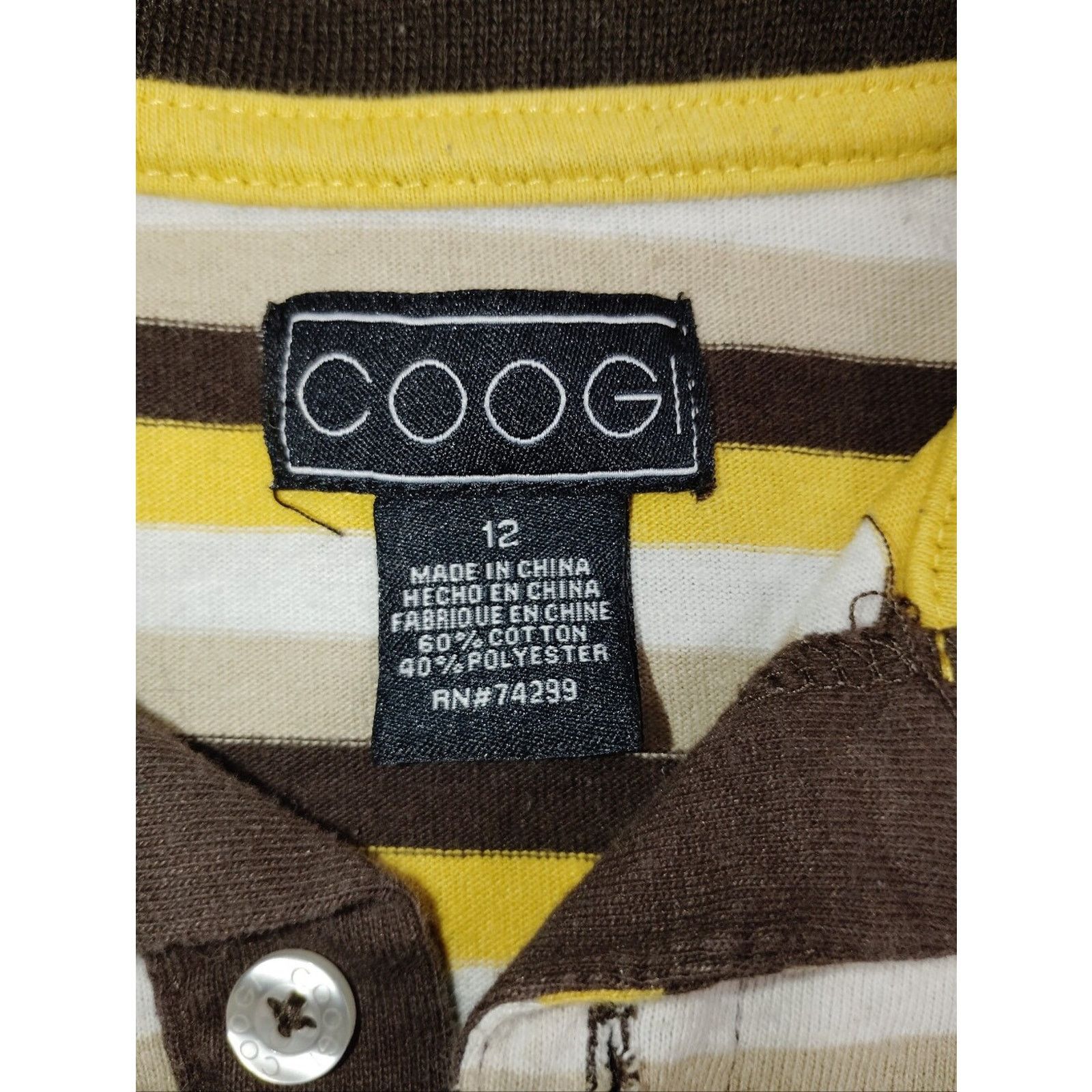 Coogi COOGI Brown, Yellow & White Striped Kids Polo Size XL / US 12-14 / IT 48-50 - 2 Thumbnail