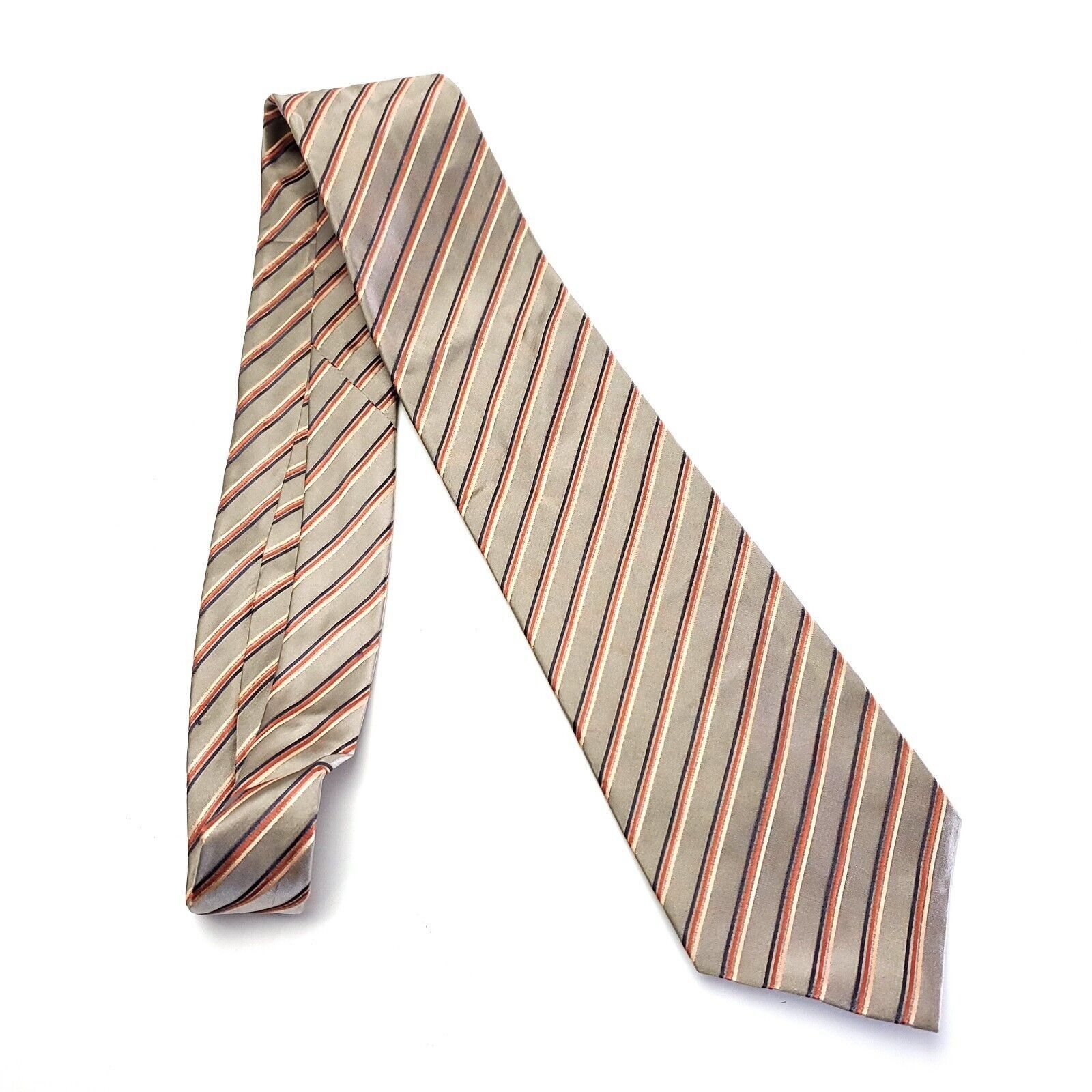 Dockers Dockers Beige Peach Striped Woven Silk Tie Size ONE SIZE - 7 Thumbnail