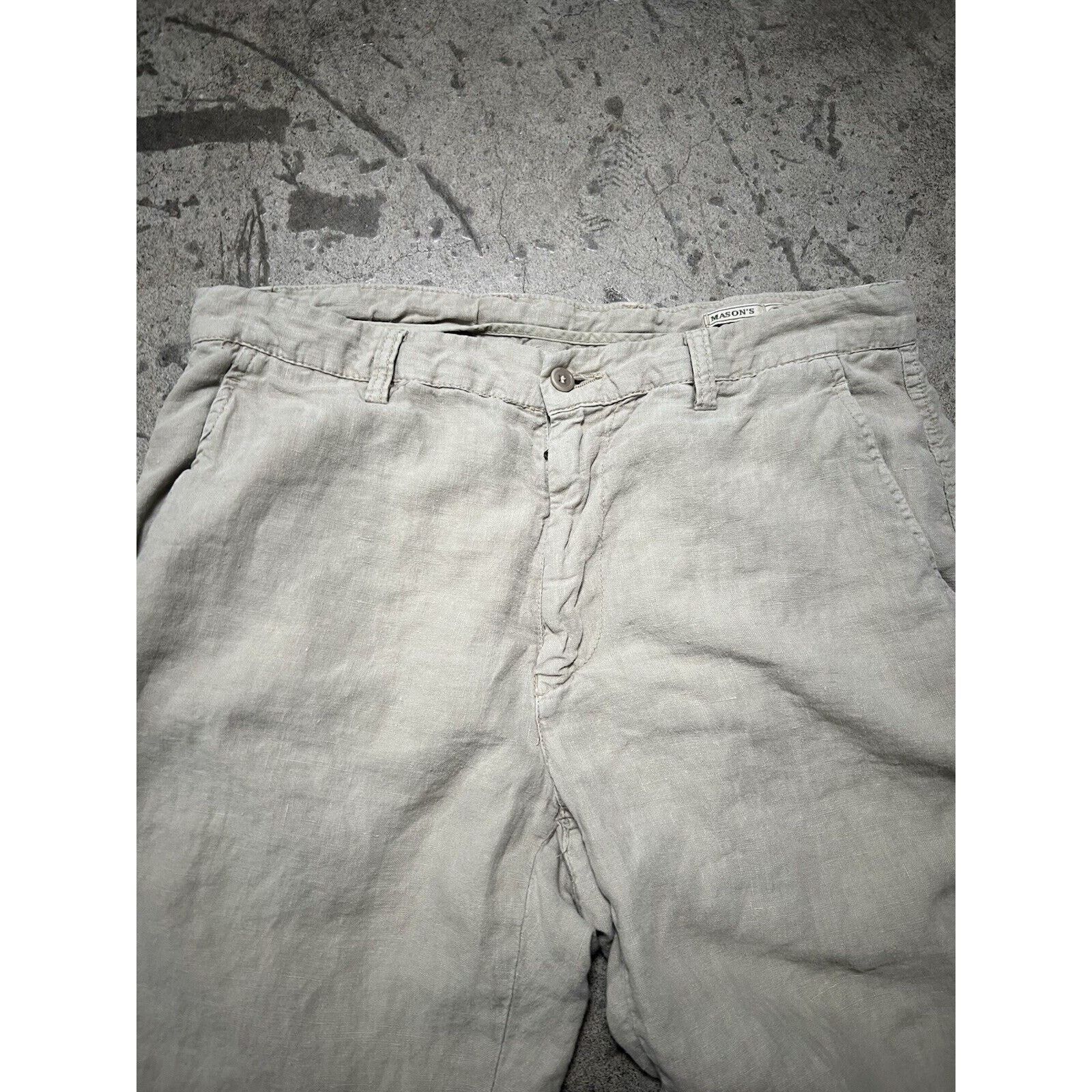 Mason's Mason's Tan Linen Baggy Pants Loose Fit Made In Italy 34x29 Size US 34 / EU 50 - 3 Thumbnail