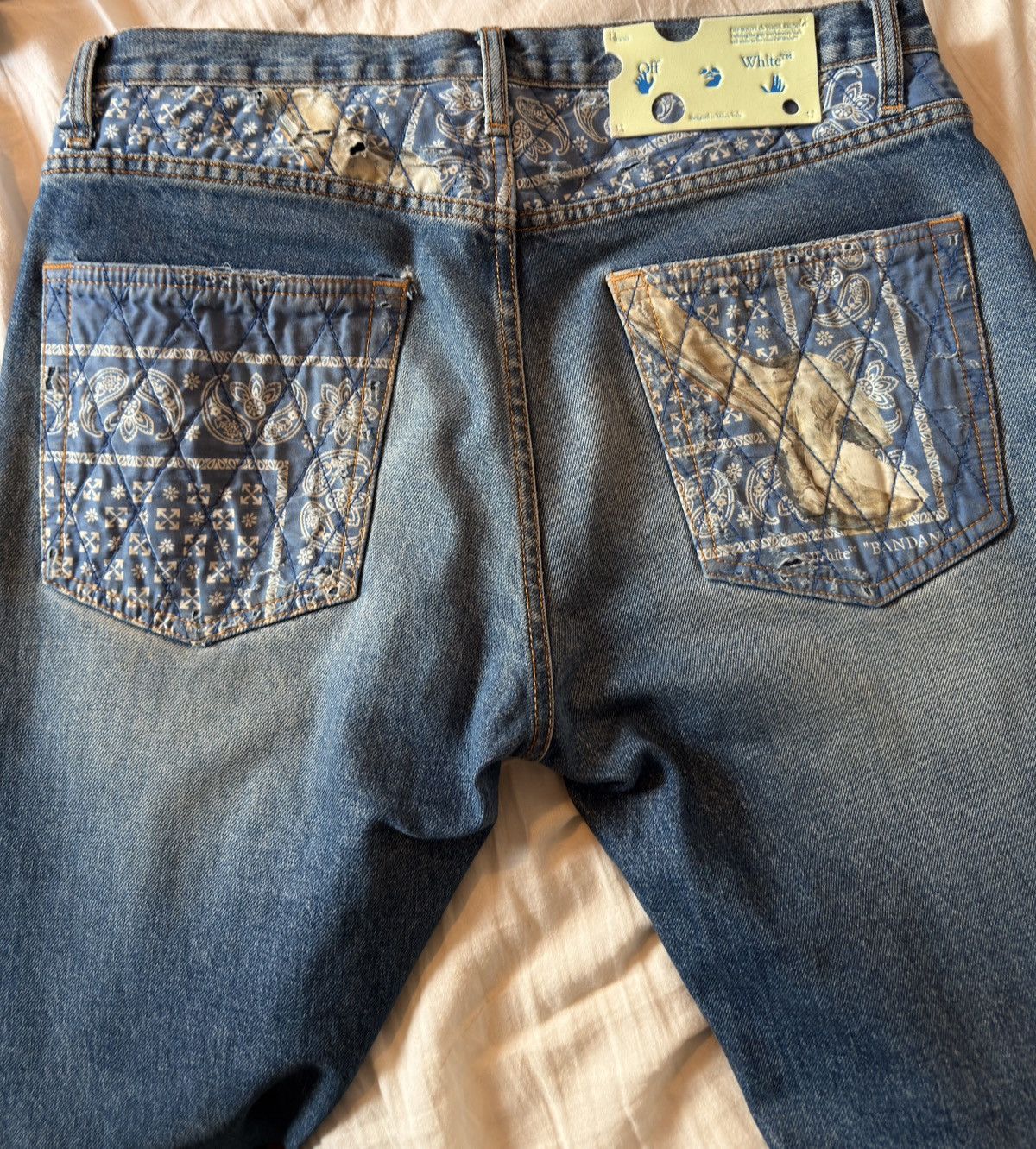 Off-White Off-White Blue Bandana Denim Jeans Size US 33 - 3 Thumbnail