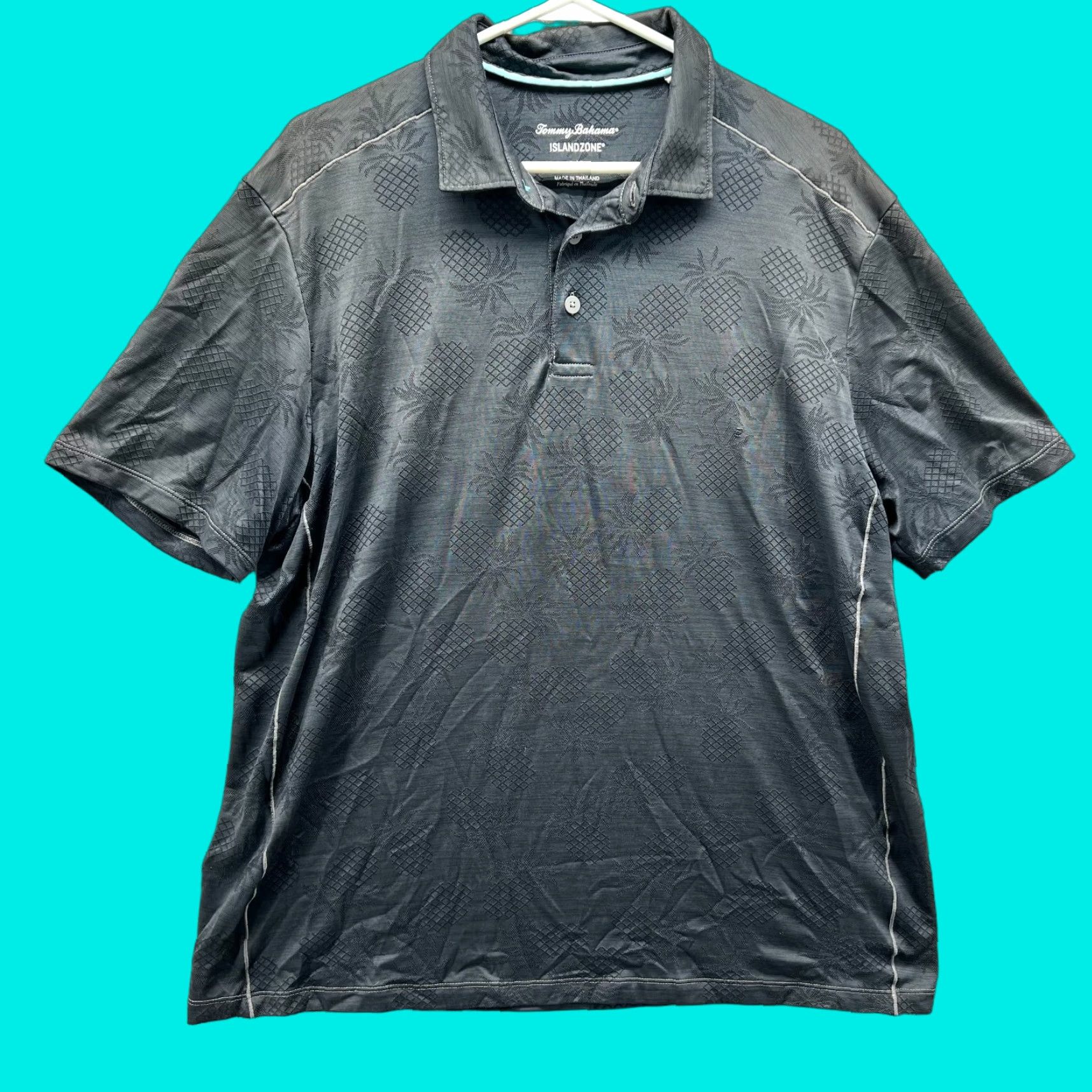 Tommy Bahama Tommy Bahama Polo Shirt Men Large Gray Island Zone AOP Polo Shirt Casual Short Sleeve 48 Chest White/Gray Pineapple Logo Preppy Size US L / EU 52-54 / 3 - 1 Thumbnail
