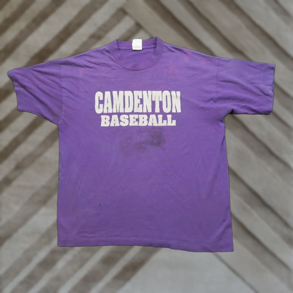 Vintage VINTAGE Baseball T Shirt Mens XL Purple 90s Camdenton Logo Graphic Print Crew Neck Short Sleeve Cotton Shirt Size US XL / EU 56 / 4 - 1 Thumbnail