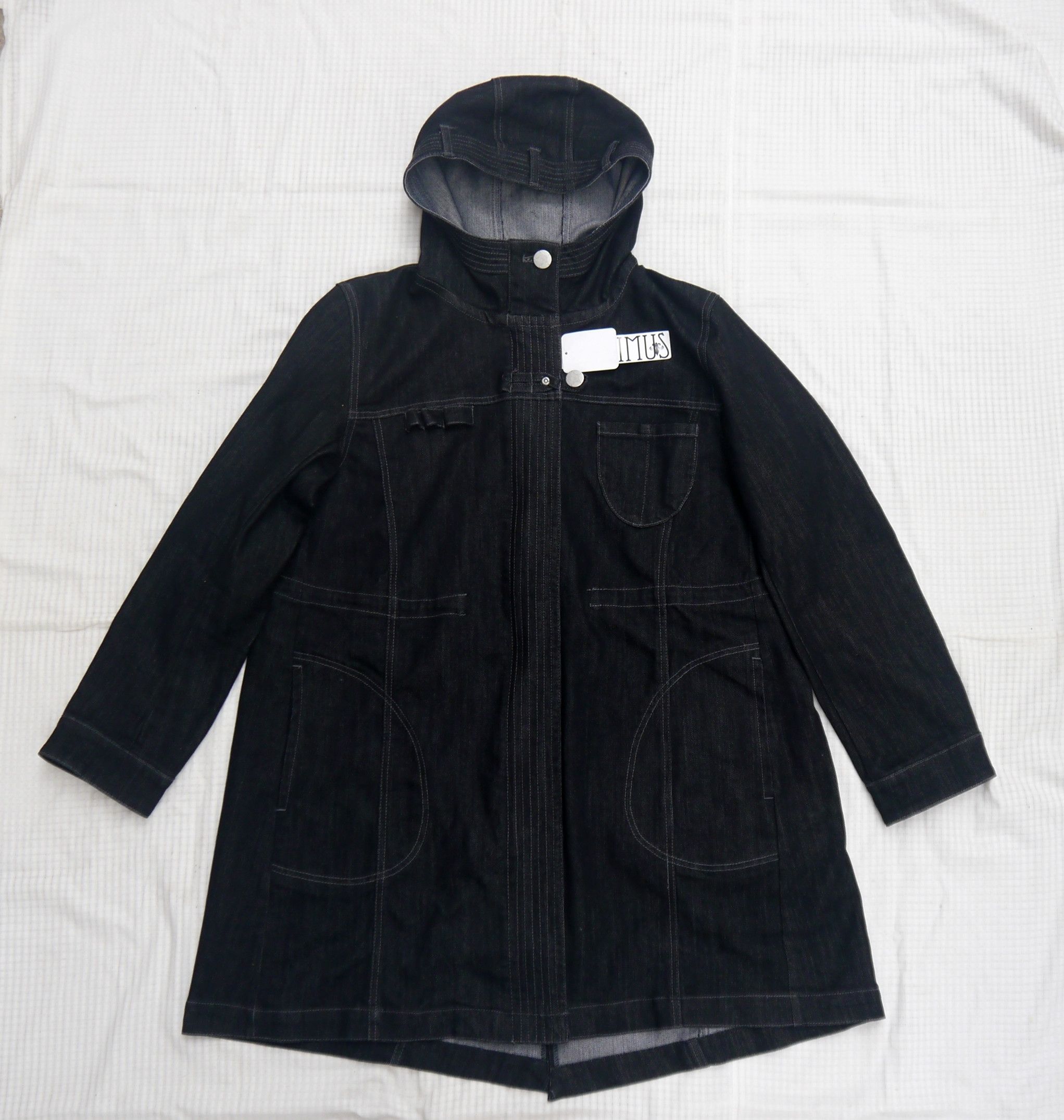 Japanese Brand (J775) Denimus Japan Black Stretch Denim Hood Women Coat XL Size XL / US 12-14 / IT 48-50 - 1 Thumbnail