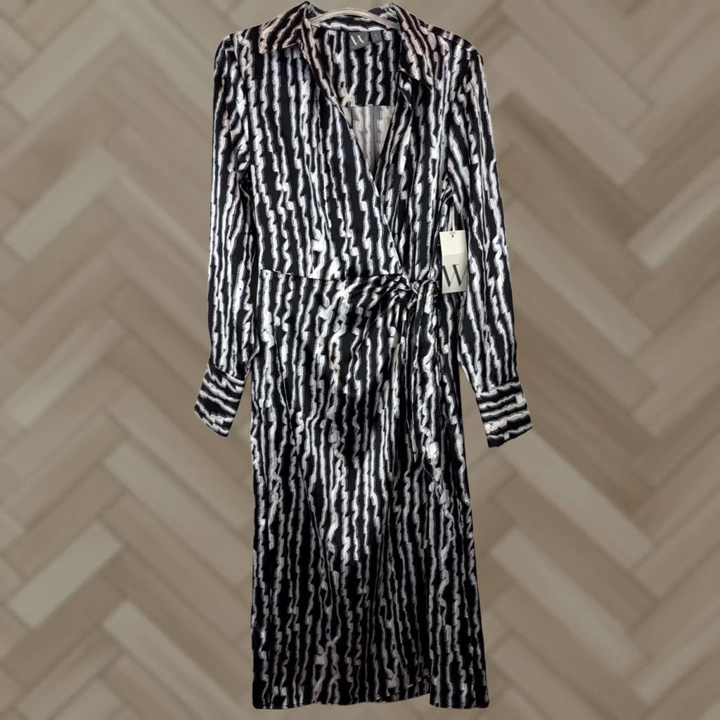 Worthington Worthington Midi Wrap Dress Womens Medium Brown Print Ruched Career Office New Size M / US 6-8 / IT 42-44 - 1 Thumbnail