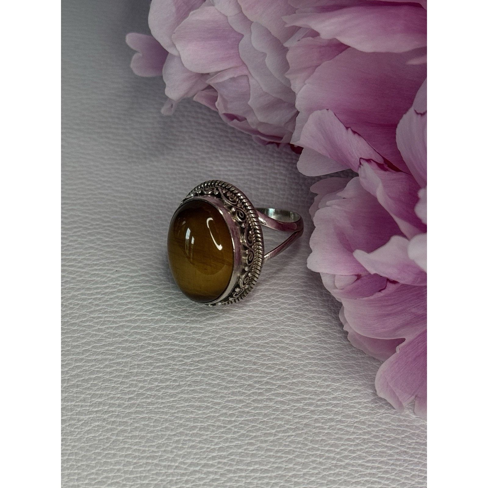 Jewelry VINTAGE 925 STERLING SILVER TIGER EYE RING SIZE 9 Size ONE SIZE - 4 Thumbnail