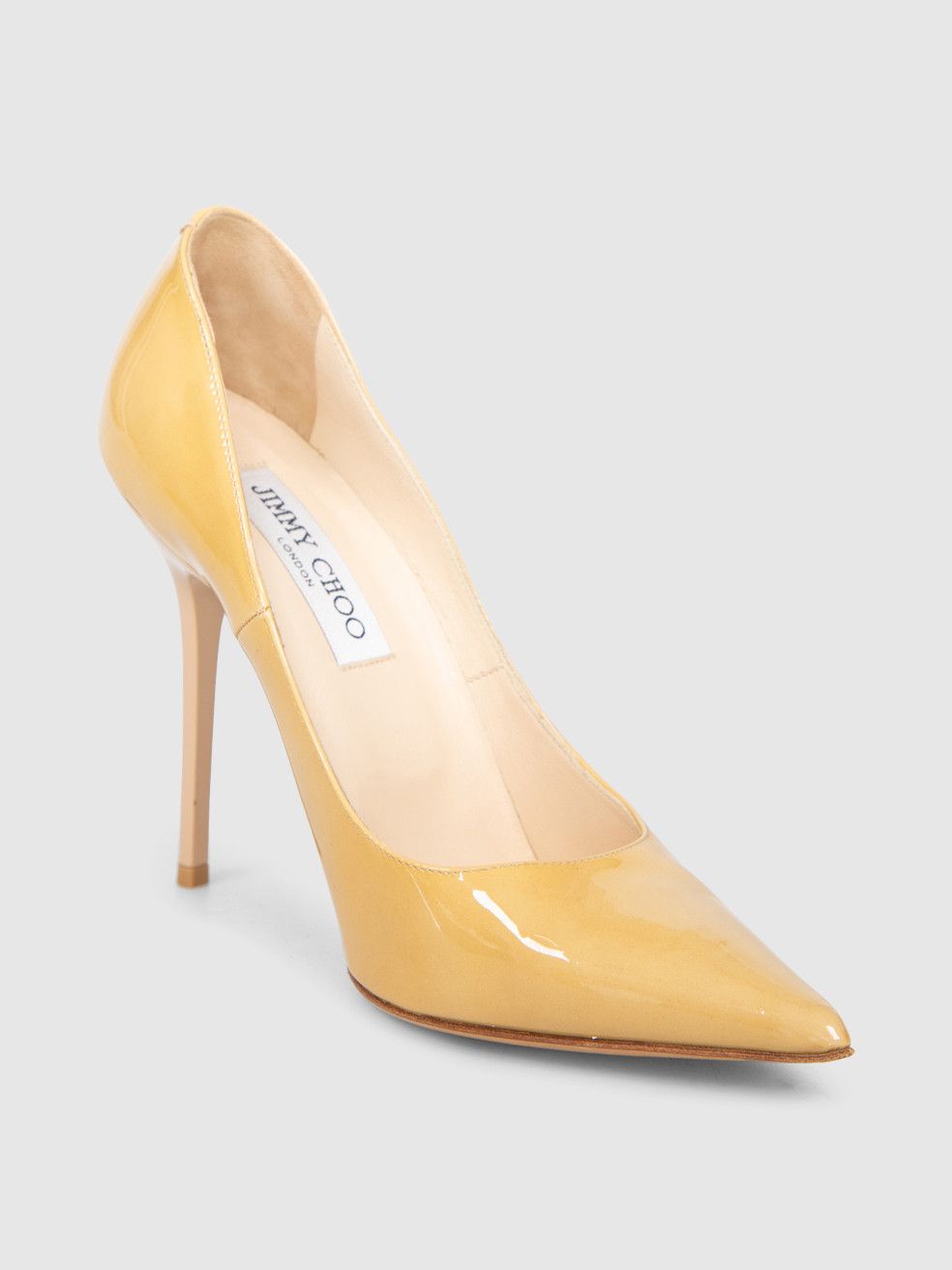 Beige Patent Pointed Pumps