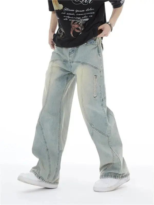 Designer × Japanese Brand × Jean Y2K Topstitched Straight-leg Jeans Size US 28 / EU 44 - 4 Thumbnail