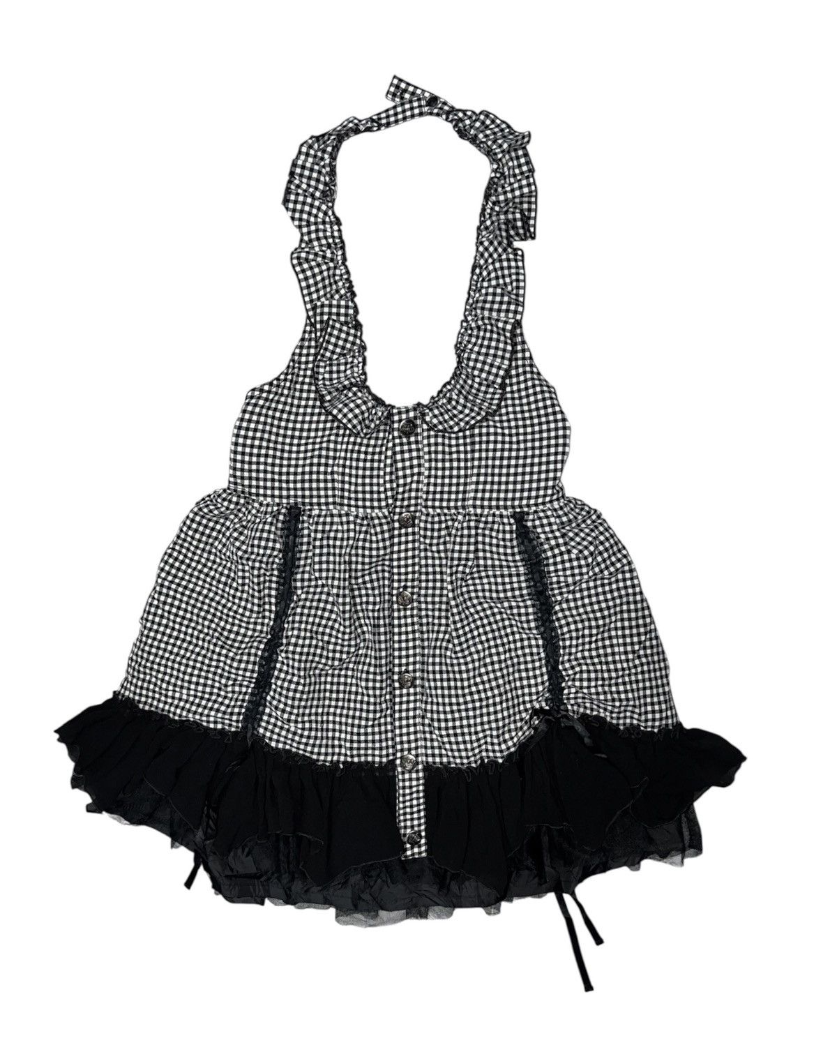Japanese Brand ALGONQUINS Checkered halter jumper mini dress ➕ Size ONE SIZE - 3 Thumbnail