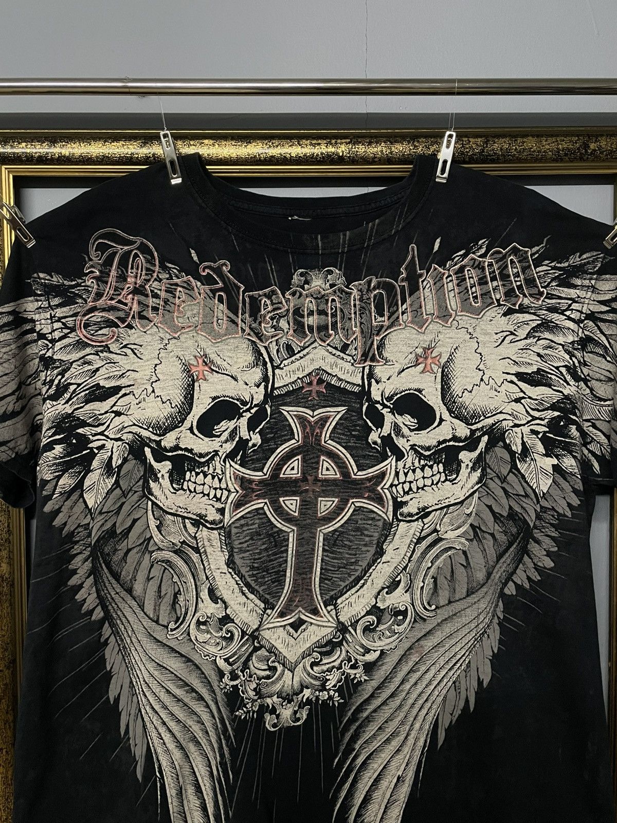 Affliction Vintage 1990s Japan Designer Raw Stakie Affliction Skull Tee Size US XL / EU 56 / 4 - 5 Thumbnail
